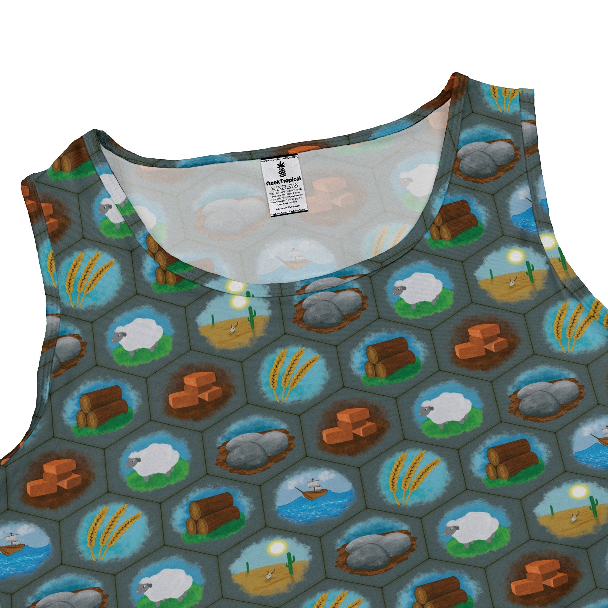 Hexagon Tile Game Symbols Dress Geek Nerd board game print Designs by Nathan lx - C