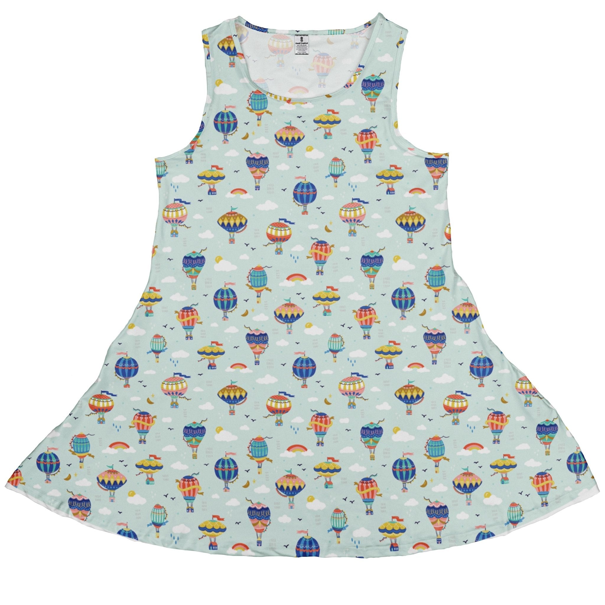 Hot Air Balloon Sky Dress Geek Nerd Design by Zirkus Design lx - C outer space & astronaut print