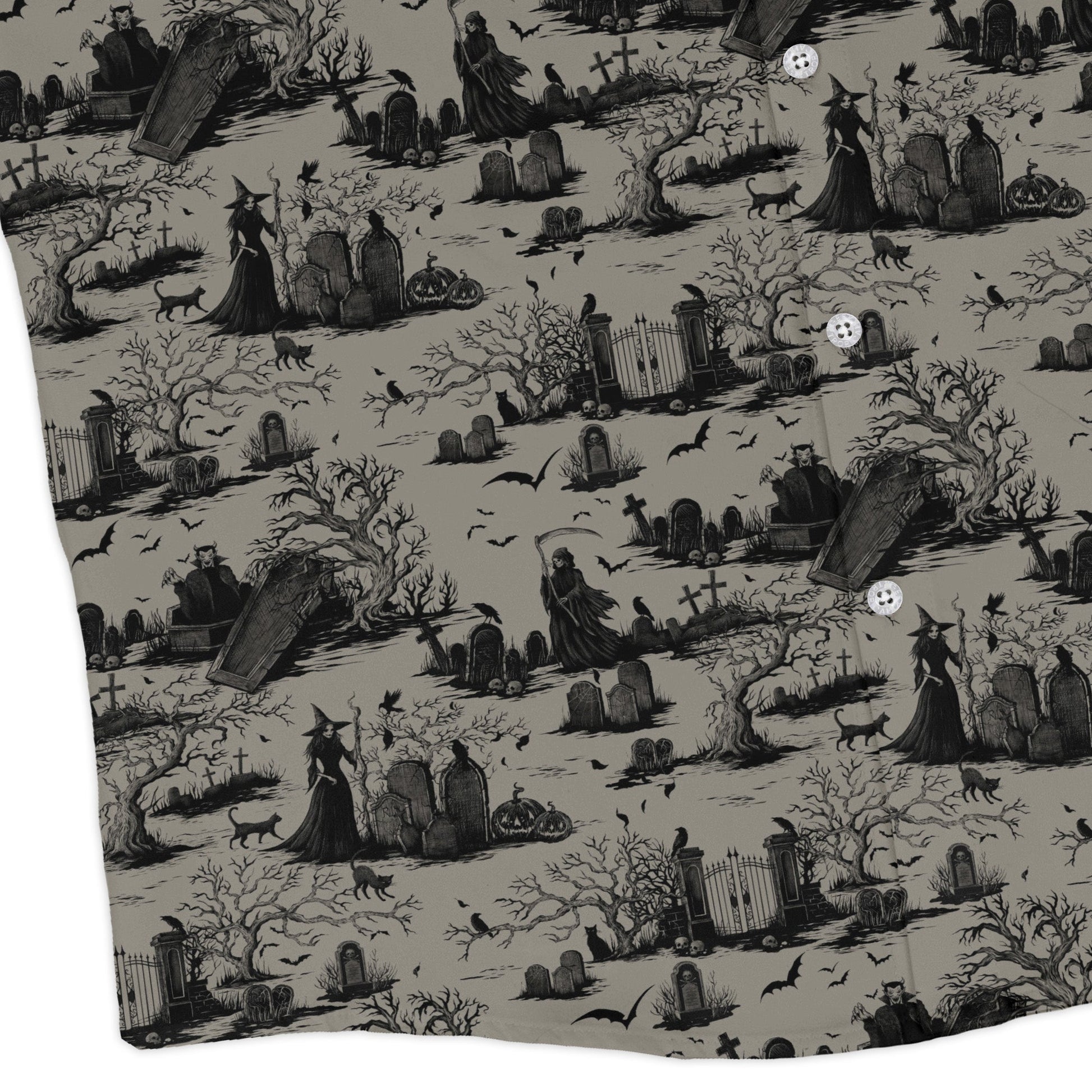 Huanted Graveyard Dark Long Sleeve Button Up Shirt Geek Nerd 0925 adult sizing All Adult Button Up Shirts