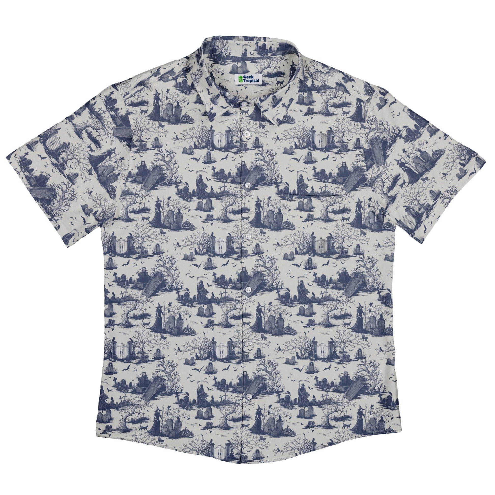 Huanted Graveyard Light Button Up Shirt Geek Nerd 0925 adult sizing All Adult Button Up Shirts