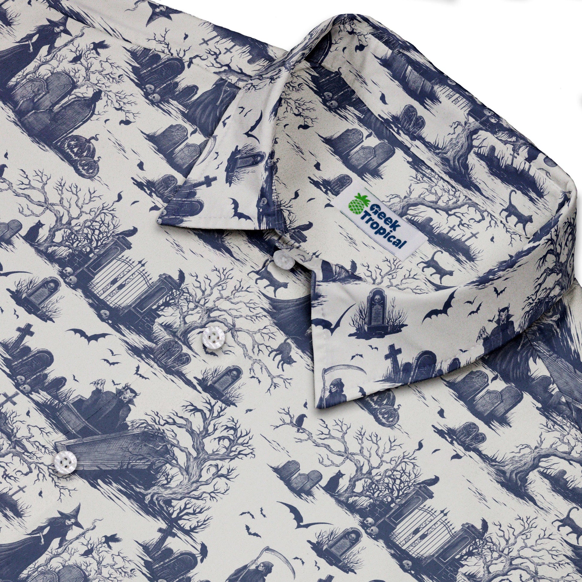 Huanted Graveyard Light Button Up Shirt Geek Nerd 0925 adult sizing All Adult Button Up Shirts