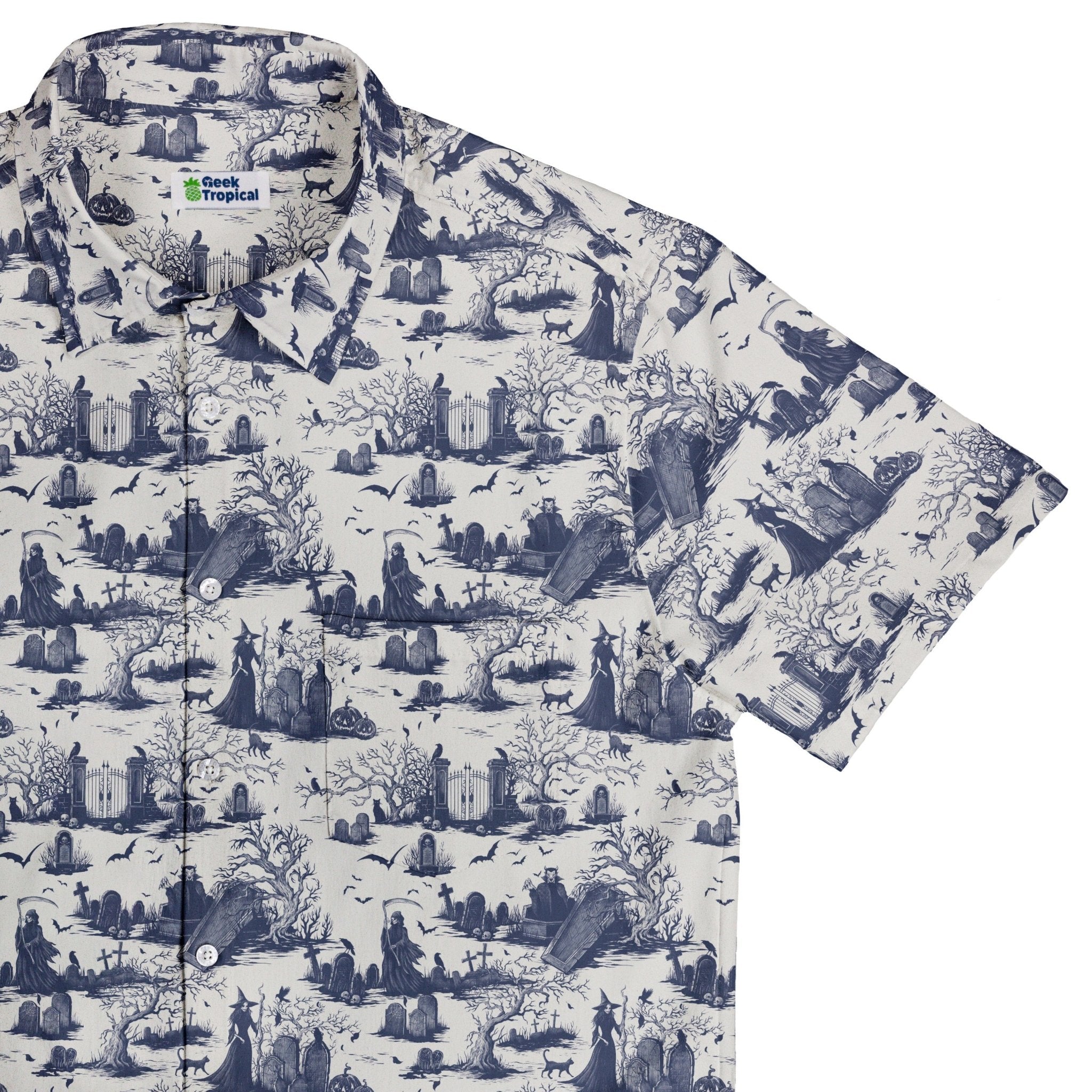 Huanted Graveyard Light Button Up Shirt Geek Nerd 0925 adult sizing All Adult Button Up Shirts
