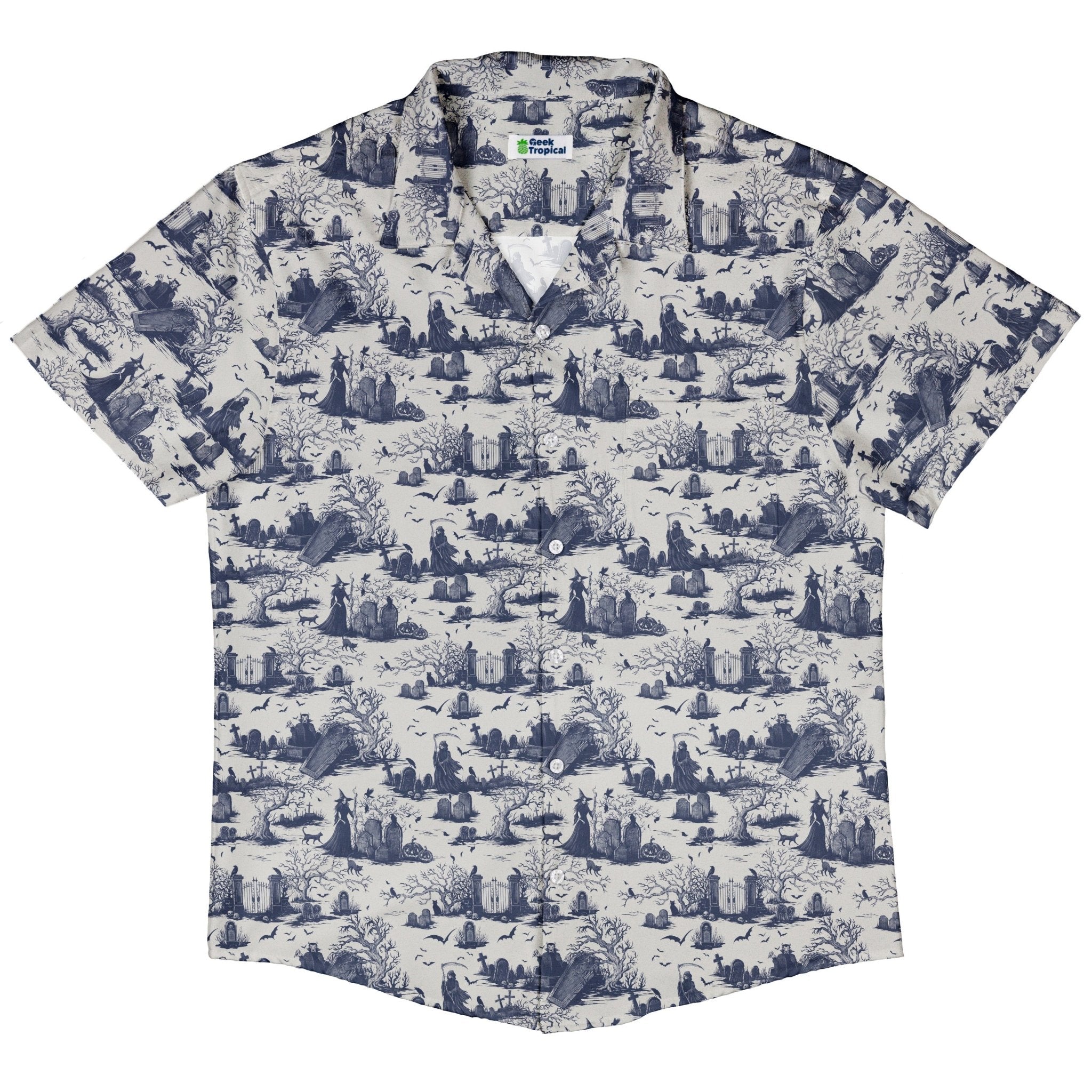 Huanted Graveyard Light Button Up Shirt Geek Nerd 0925 adult sizing All Adult Button Up Shirts