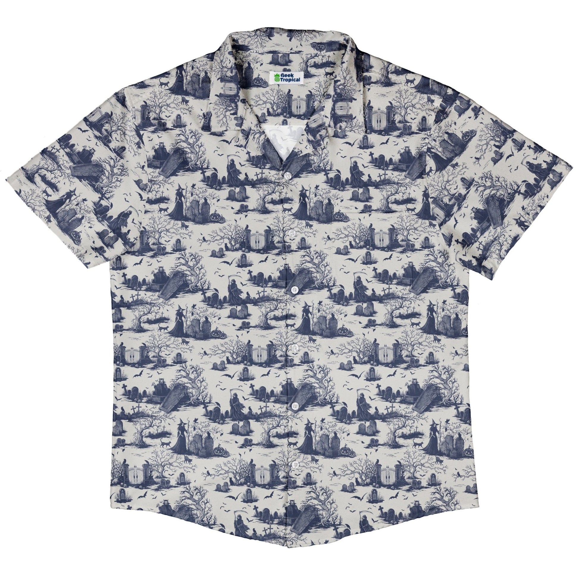 Huanted Graveyard Light Button Up Shirt Geek Nerd 0925 adult sizing All Adult Button Up Shirts