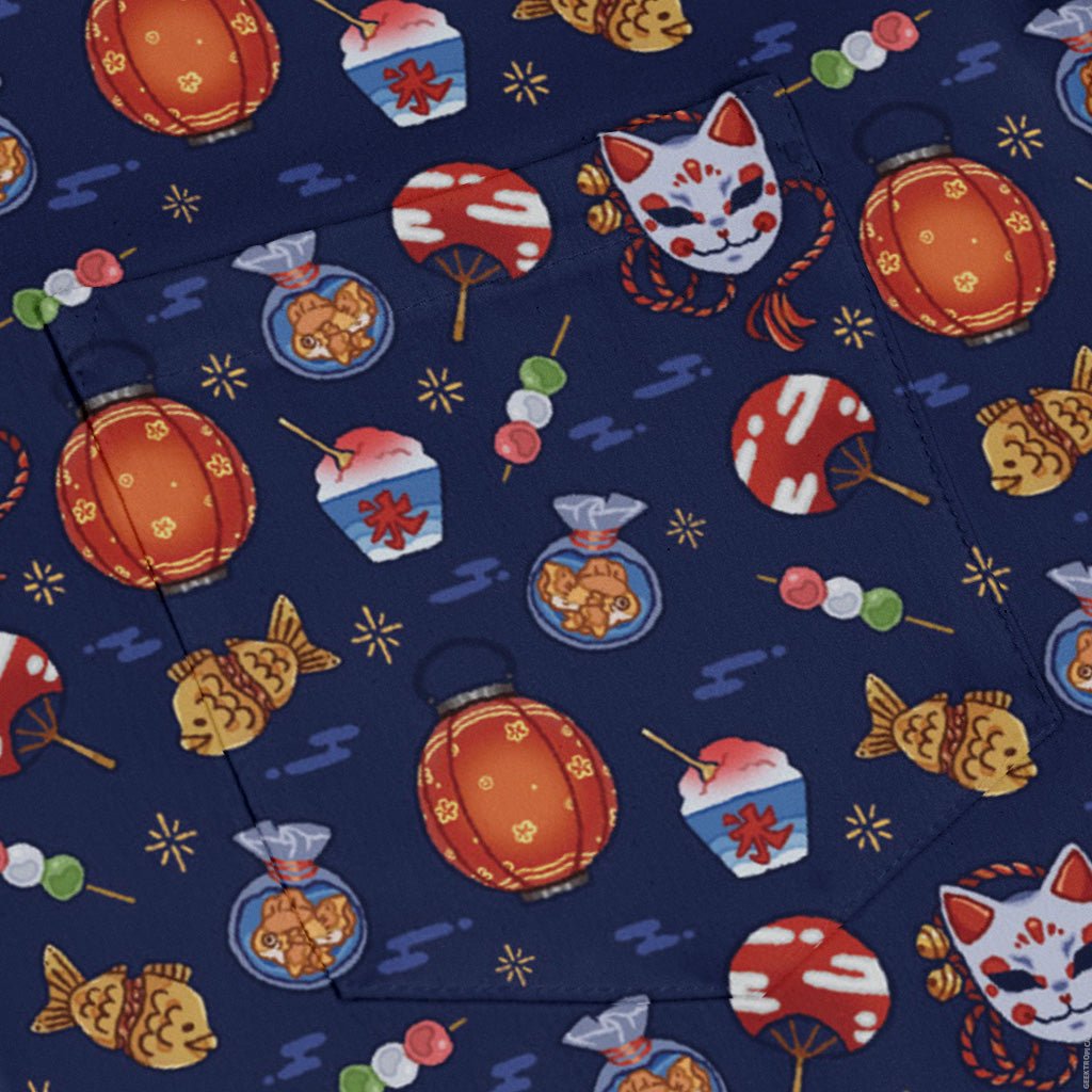 Japanese Festival Long Sleeve Button Up Shirt Geek Nerd adult sizing anime Design by Ardi Tong