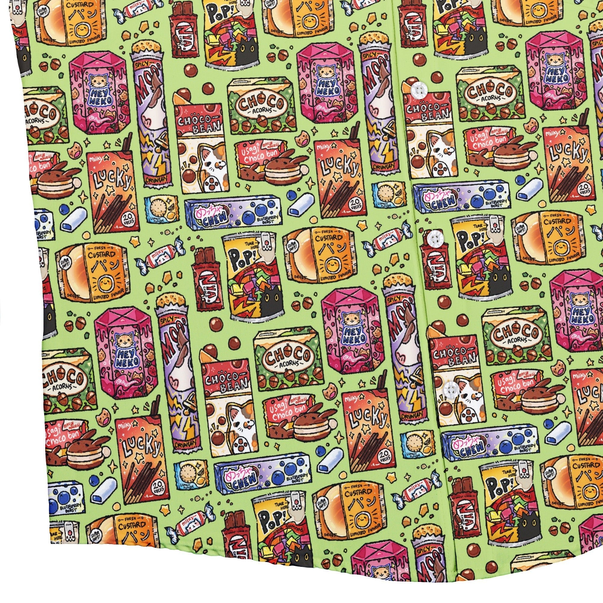 Japanese Vending Machine Snacks Button Up Shirt Geek Nerd 0925 adult sizing All Adult Button Up Shirts