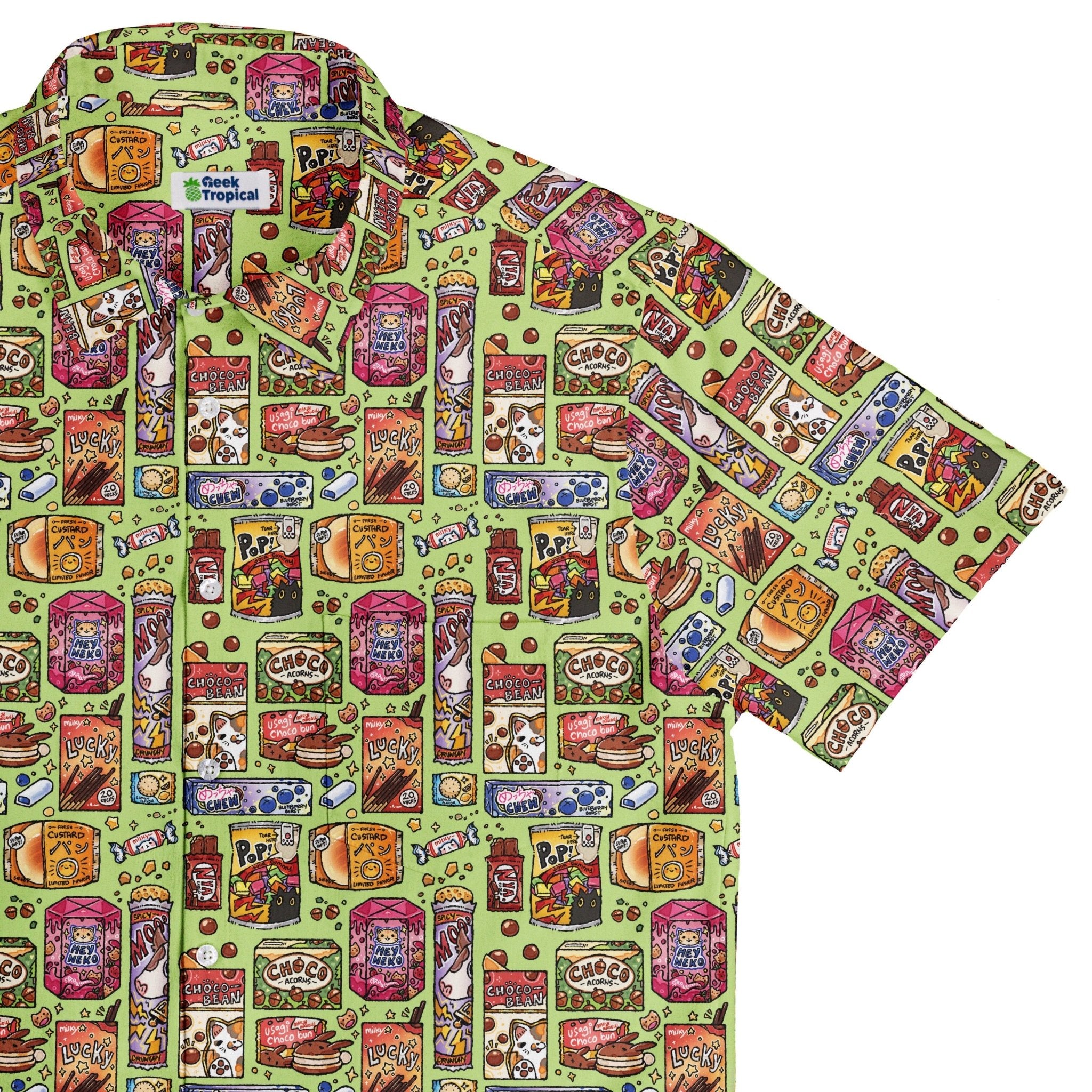 Japanese Vending Machine Snacks Button Up Shirt Geek Nerd 0925 adult sizing All Adult Button Up Shirts