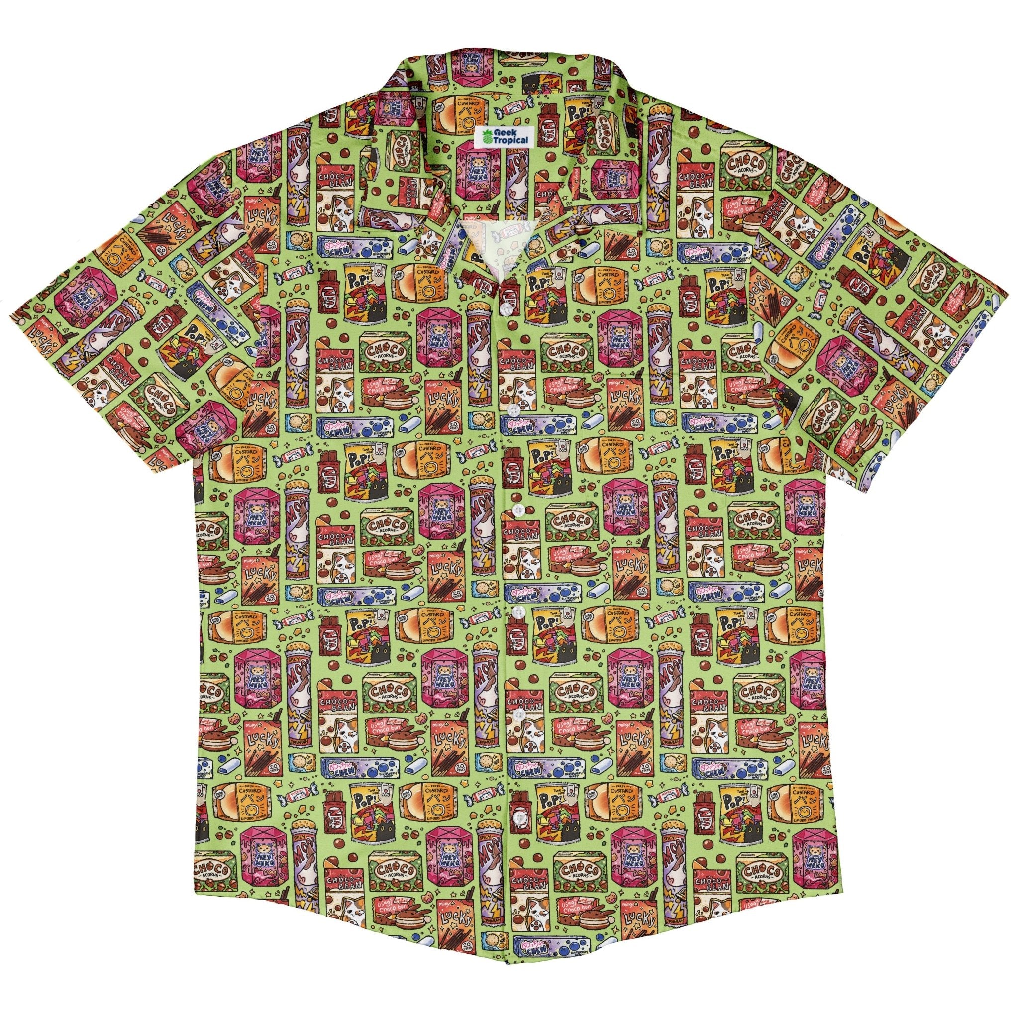 Japanese Vending Machine Snacks Button Up Shirt Geek Nerd 0925 adult sizing All Adult Button Up Shirts