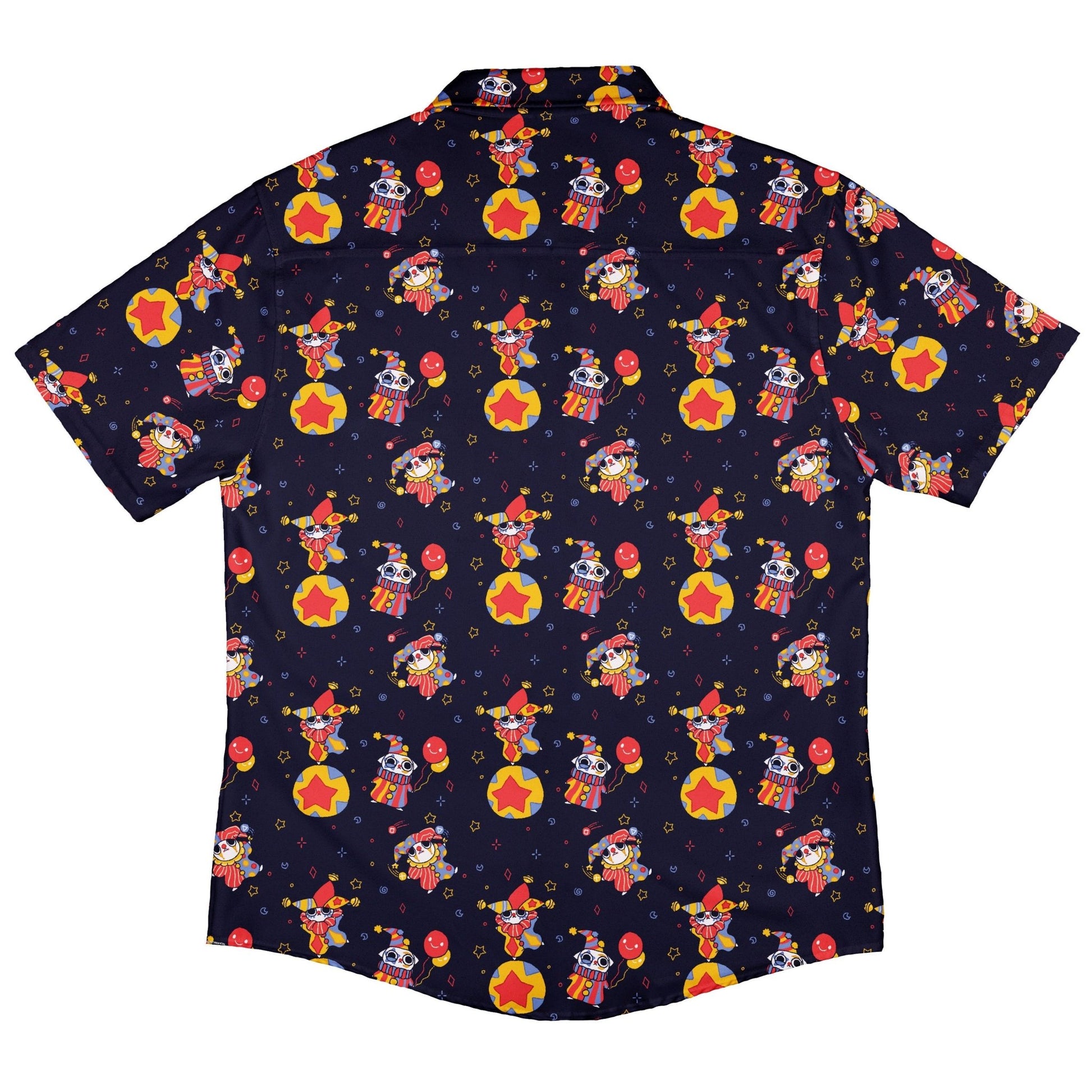 Jester Cats Button Up Shirt Geek Nerd adult sizing Design by Ardi Tong funny prints