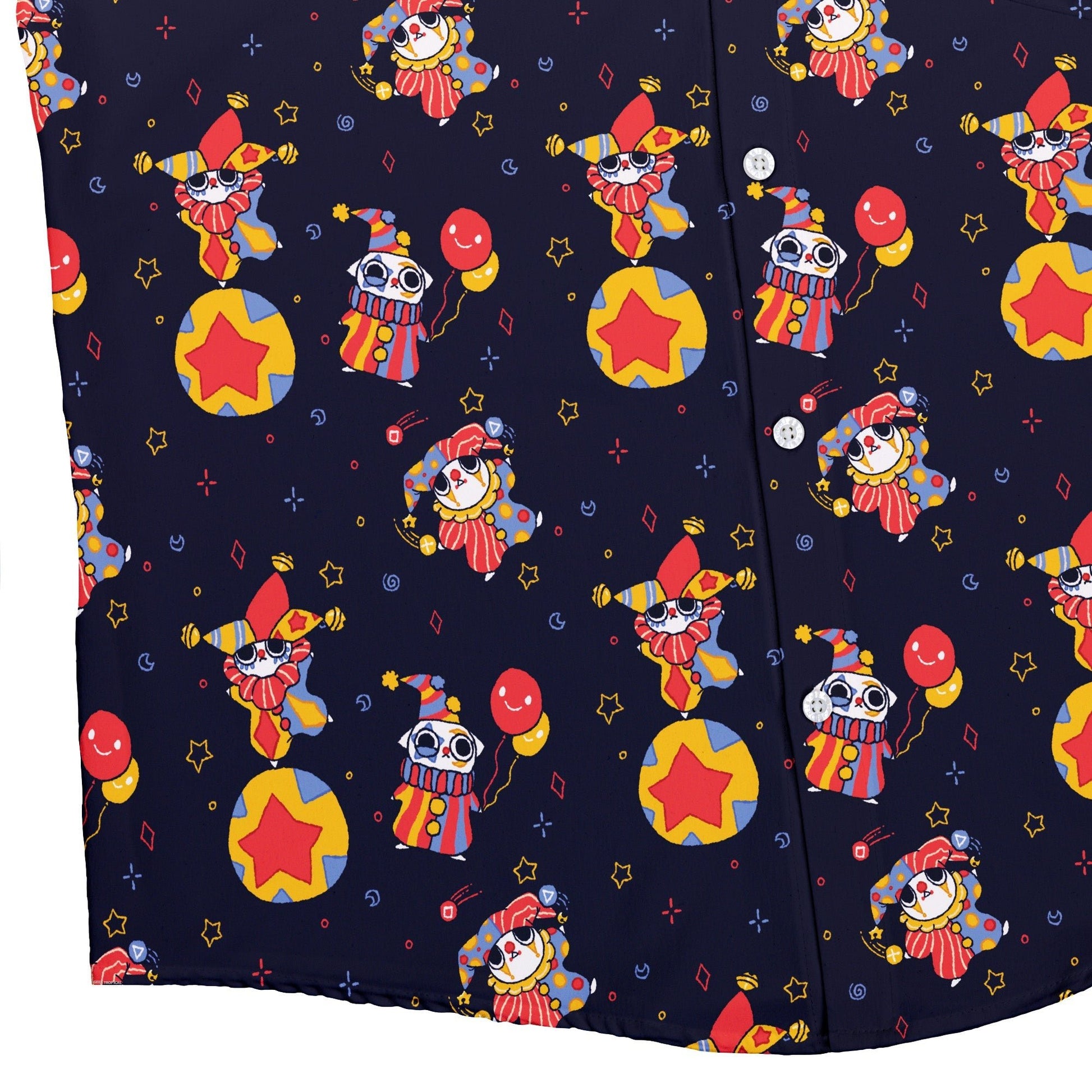 Jester Cats Button Up Shirt Geek Nerd adult sizing Design by Ardi Tong funny prints