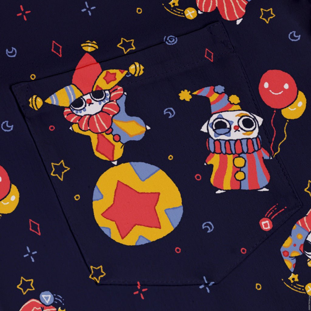 Jester Cats Button Up Shirt Geek Nerd adult sizing Design by Ardi Tong funny prints