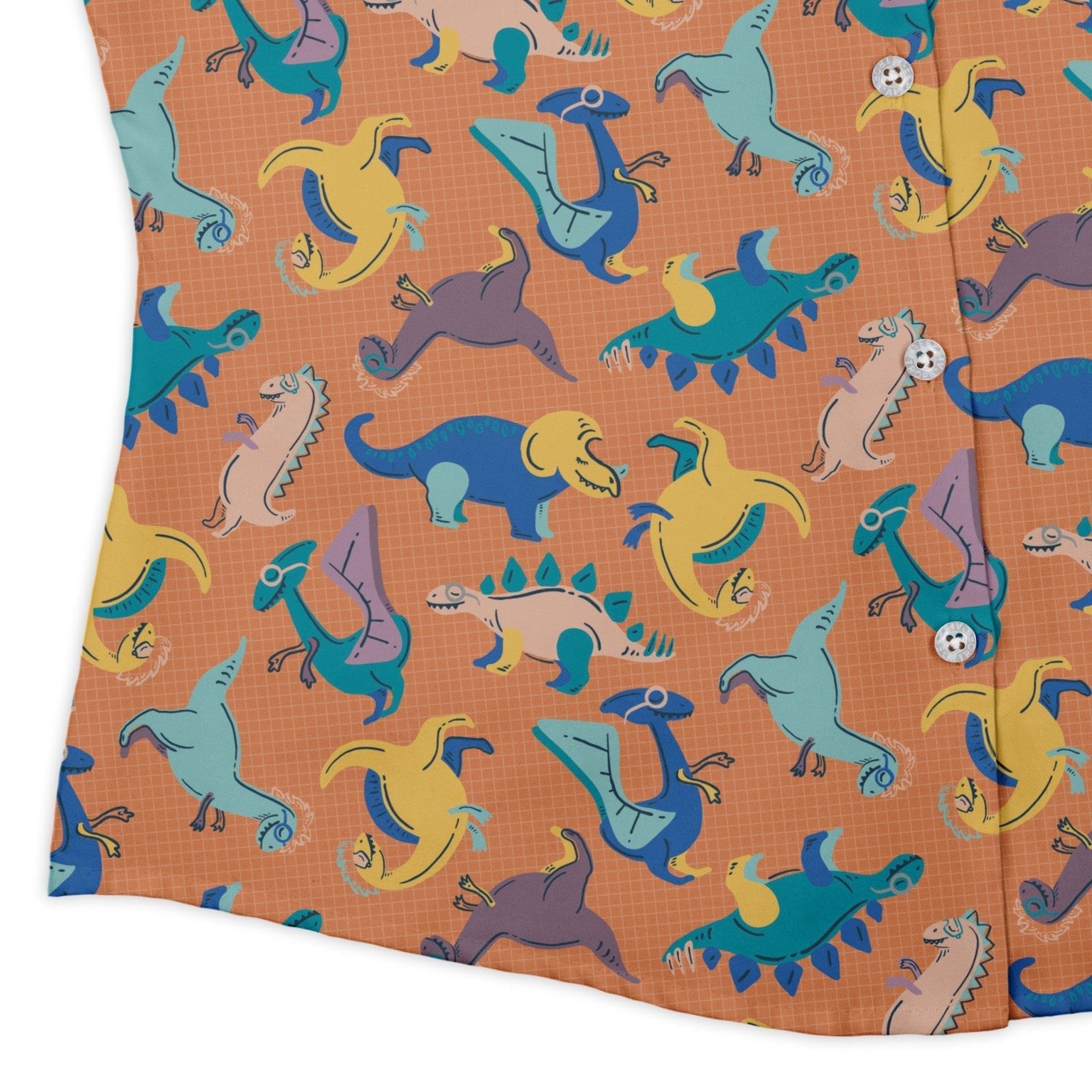 Just Dinosaur Curvy Button Up Shirt Geek Nerd Design by Zirkus Design dinosaur print q225