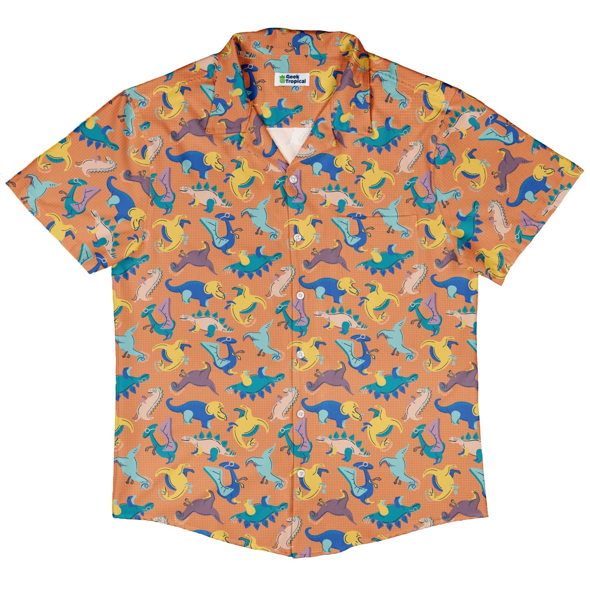 Just Dinosaur Button Up Shirt Geek Nerd adult sizing Design by Zirkus Design dinosaur print