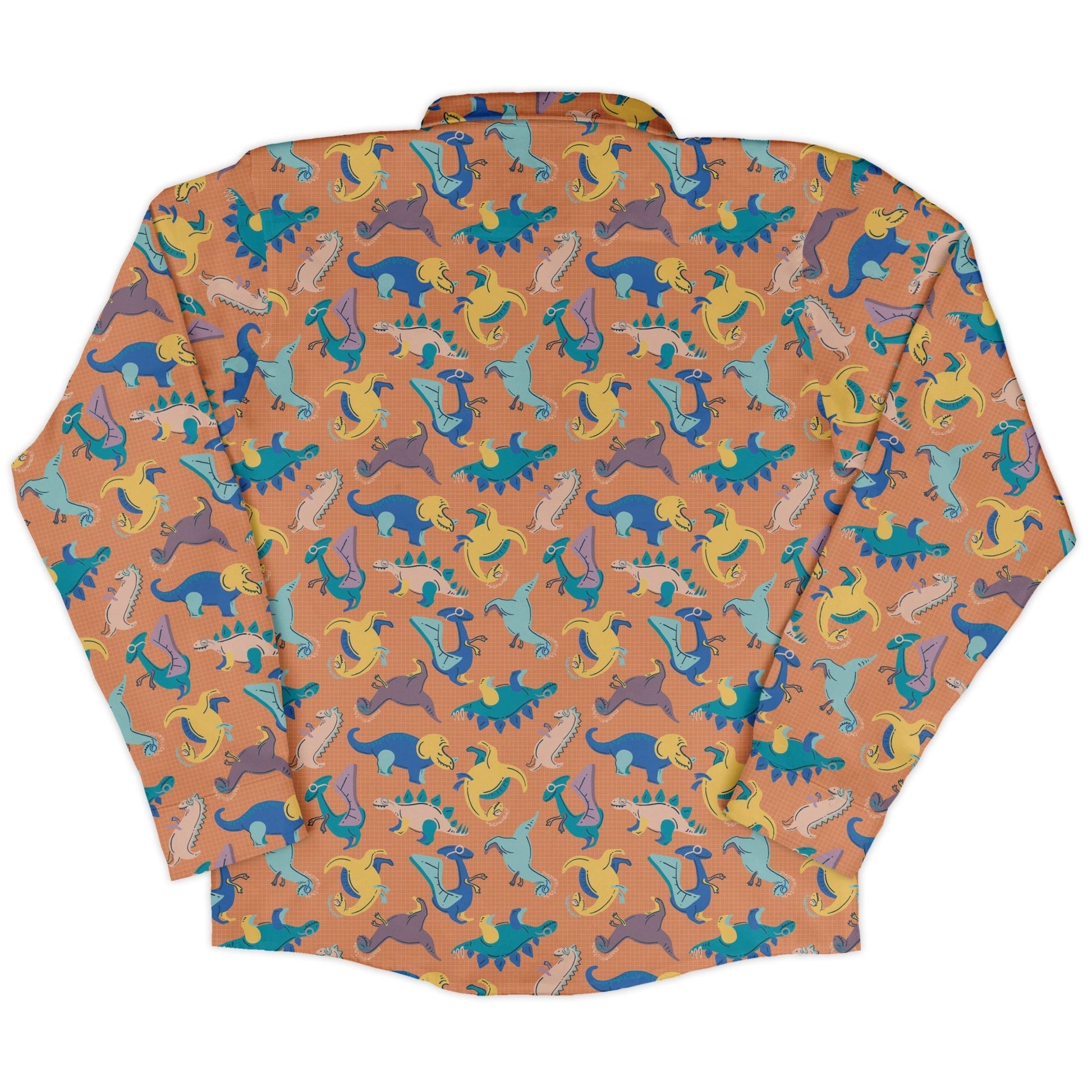 Just Dinosaur Long Sleeve Button Up Shirt Geek Nerd adult sizing Design by Zirkus Design dinosaur print