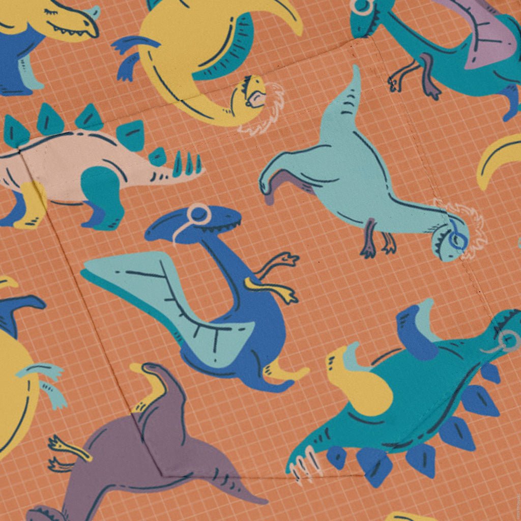 Just Dinosaur Long Sleeve Button Up Shirt Geek Nerd adult sizing Design by Zirkus Design dinosaur print