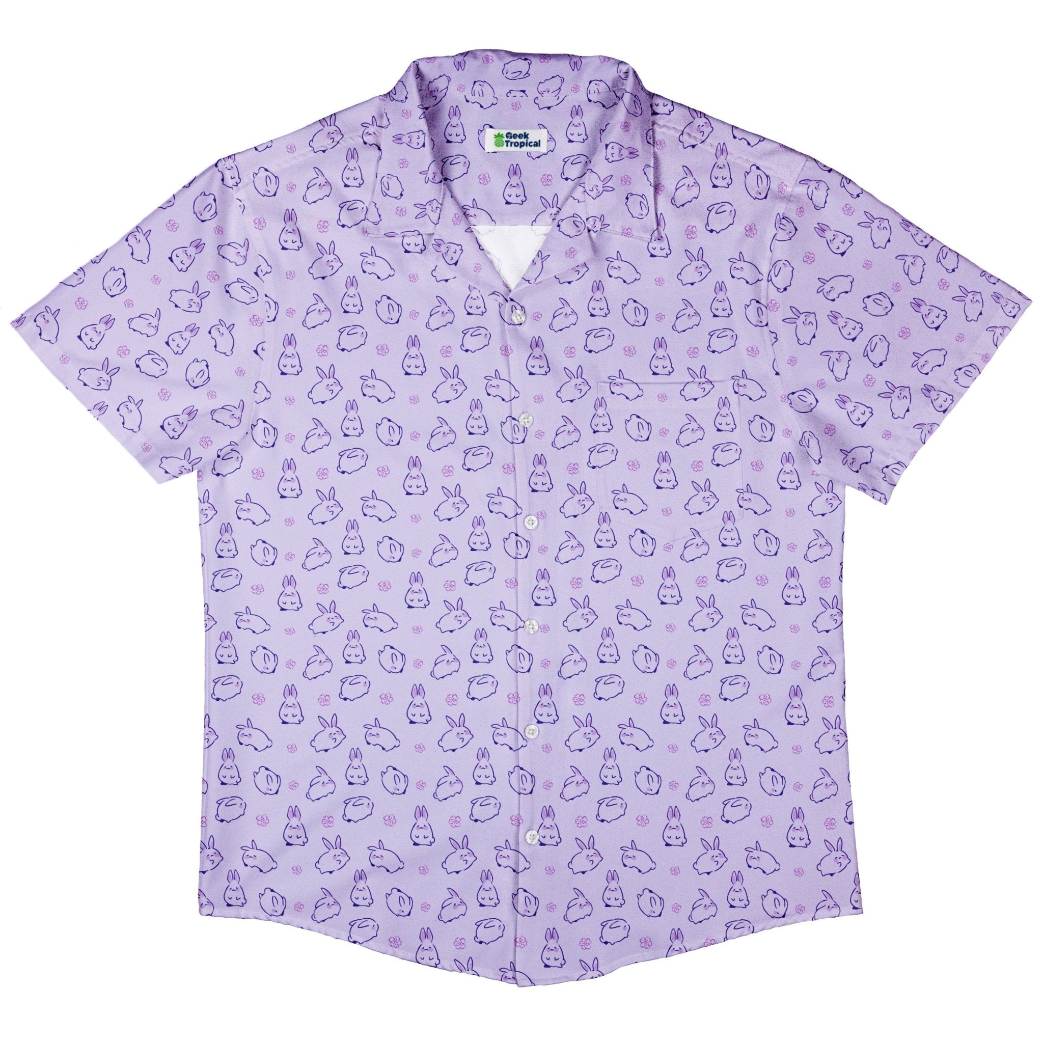 Lilac Anime Bunnies Button Up Shirt - Animal Patterns - Anime - Design by Ardi Tong