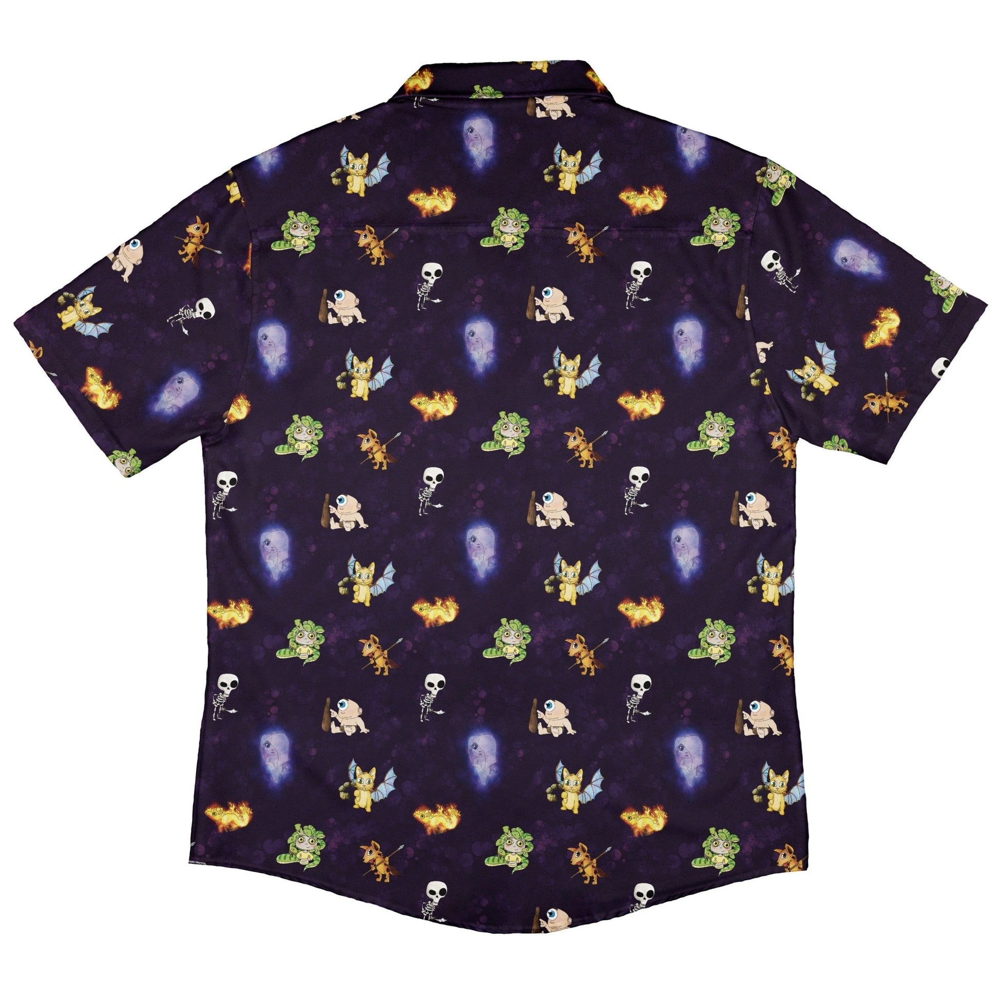 Little Monsters Button Up Shirt Geek Nerd adult sizing Designs by Nathan fantasy prints