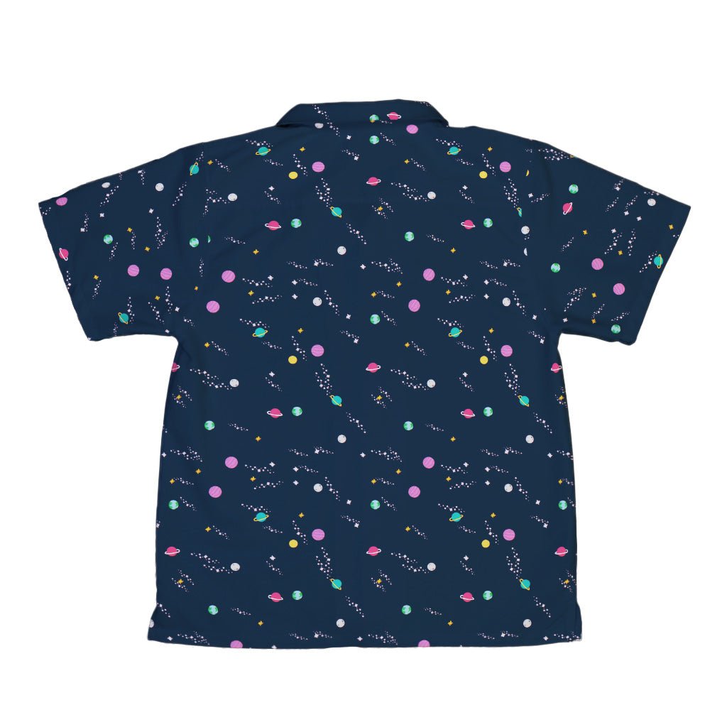 Lost in Space Planets Youth Hawaiian Shirt - Design by Tobe Fonseca - outer space & astronaut print - Q3 - 2