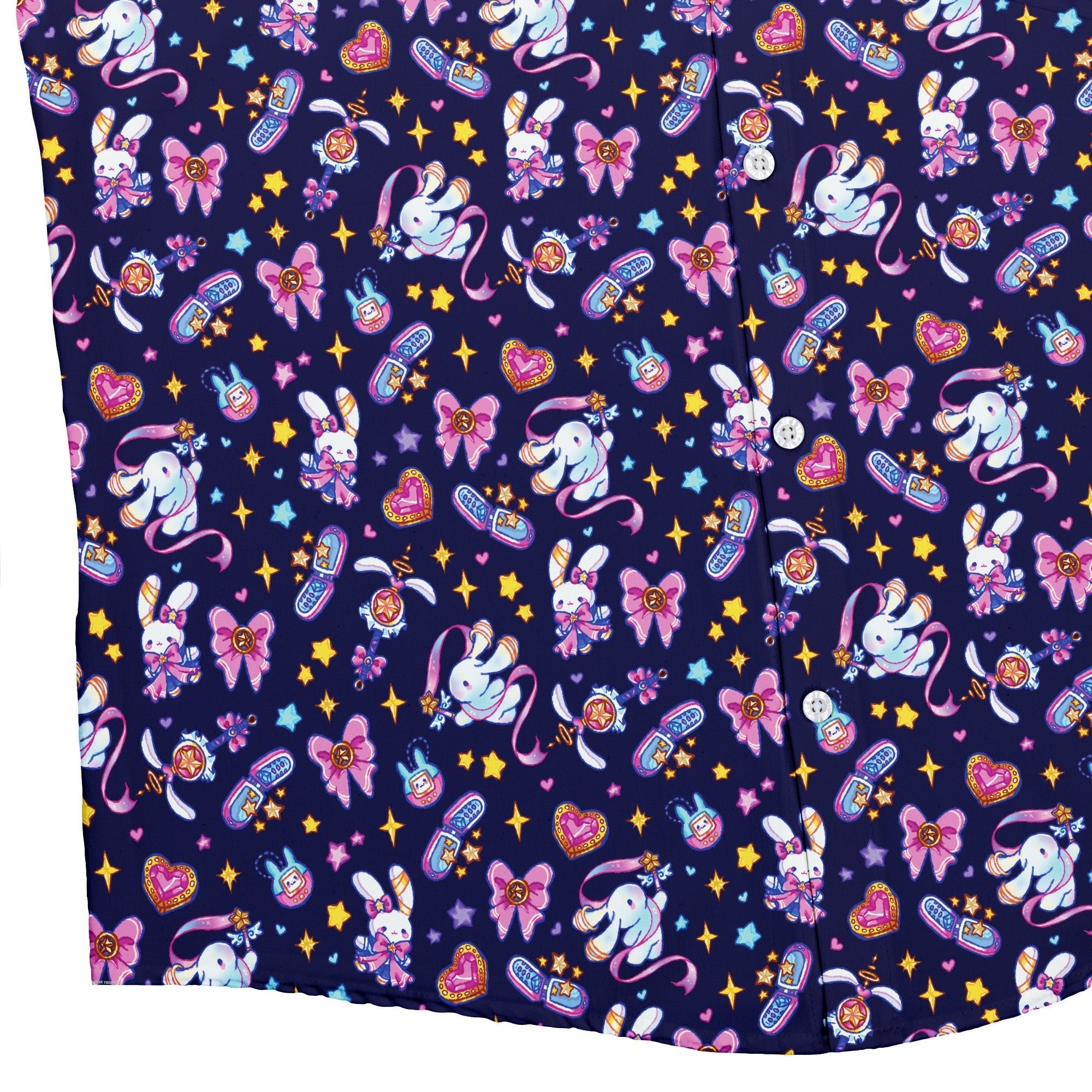 Magical Bunny Evolution Night Button Up Shirt Geek Nerd adult sizing animal patterns anime