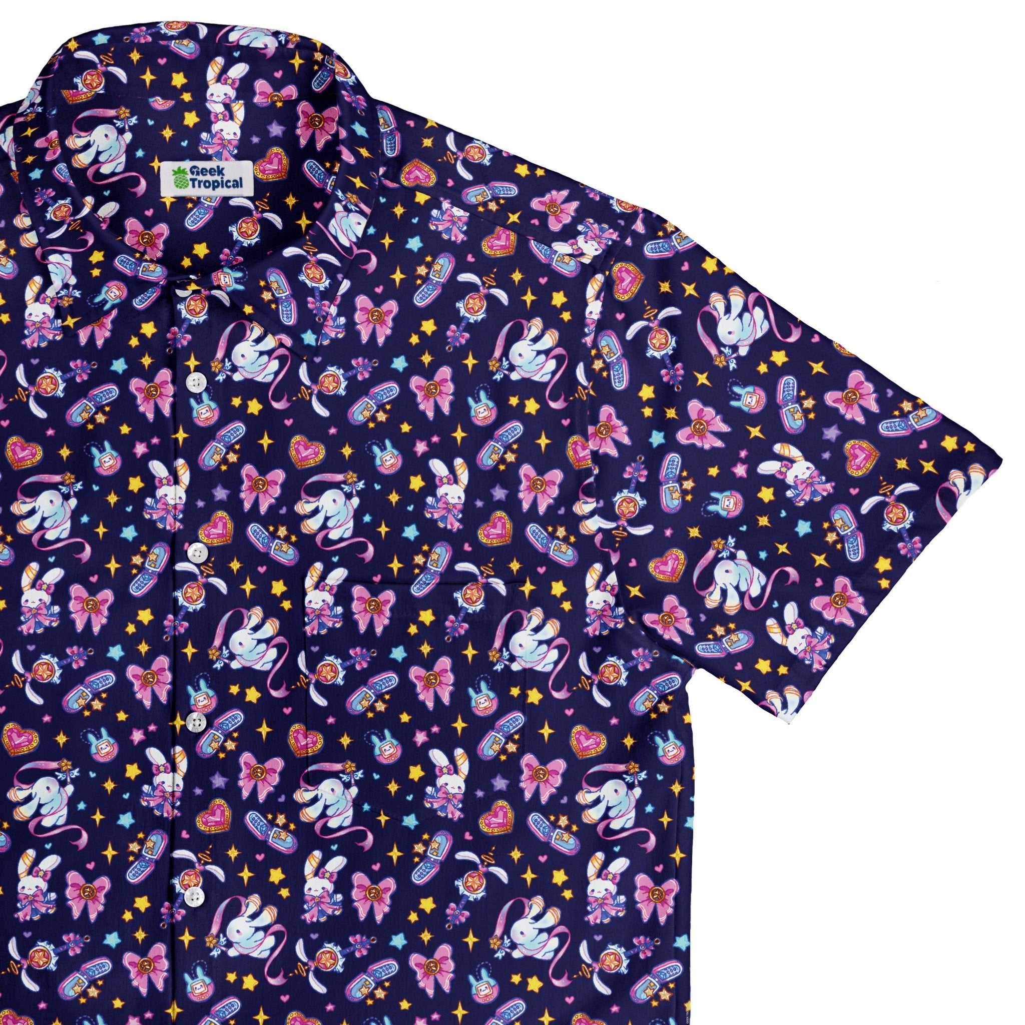 Magical Bunny Evolution Night Button Up Shirt Geek Nerd adult sizing animal patterns anime