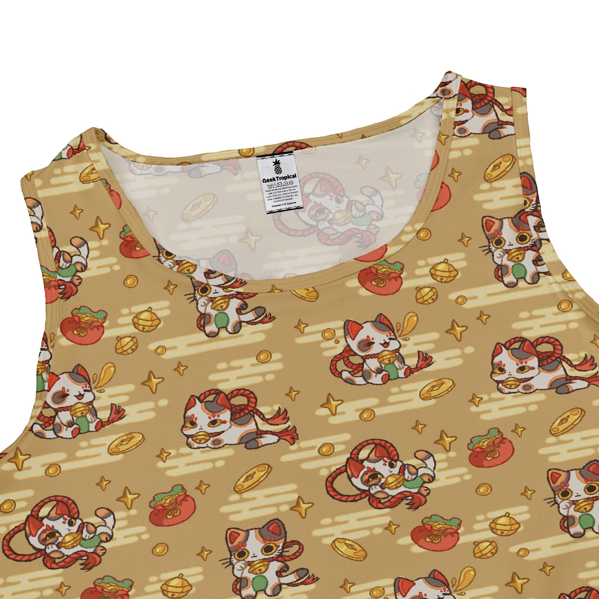 Maneki Cat Gold Dress Geek Nerd animal patterns anime Design by Ardi Tong