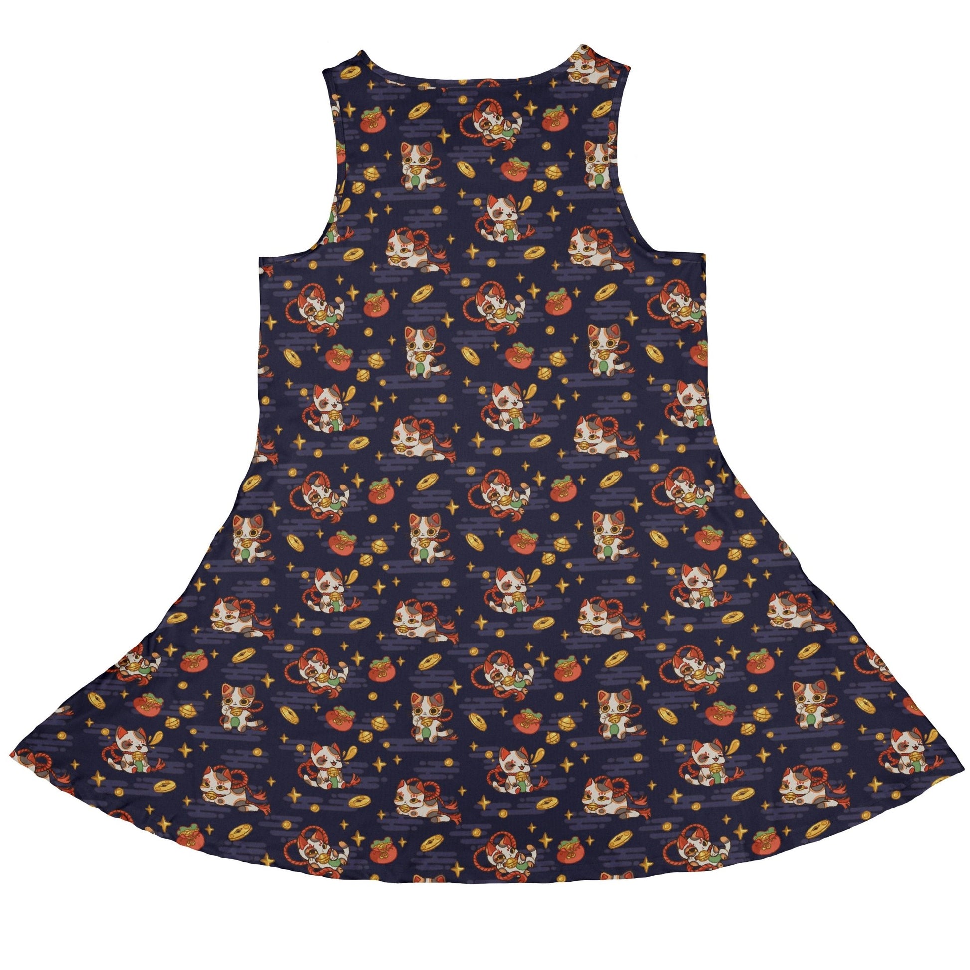 Maneki Cat Navy Dress Geek Nerd animal patterns anime Design by Ardi Tong