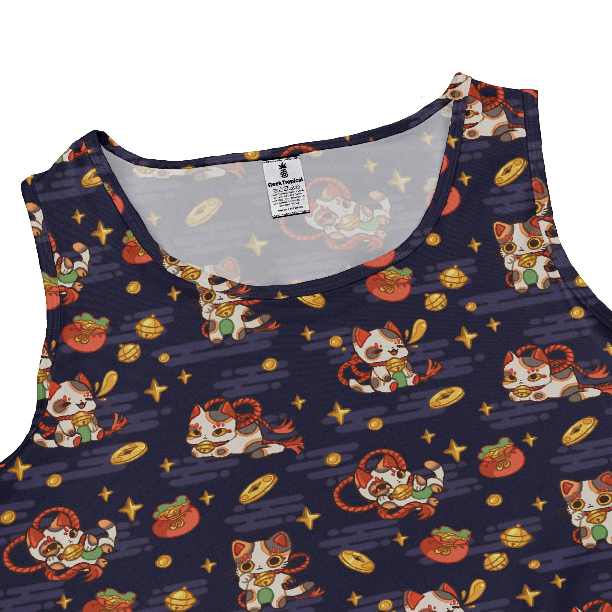 Maneki Cat Navy Dress Geek Nerd animal patterns anime Design by Ardi Tong