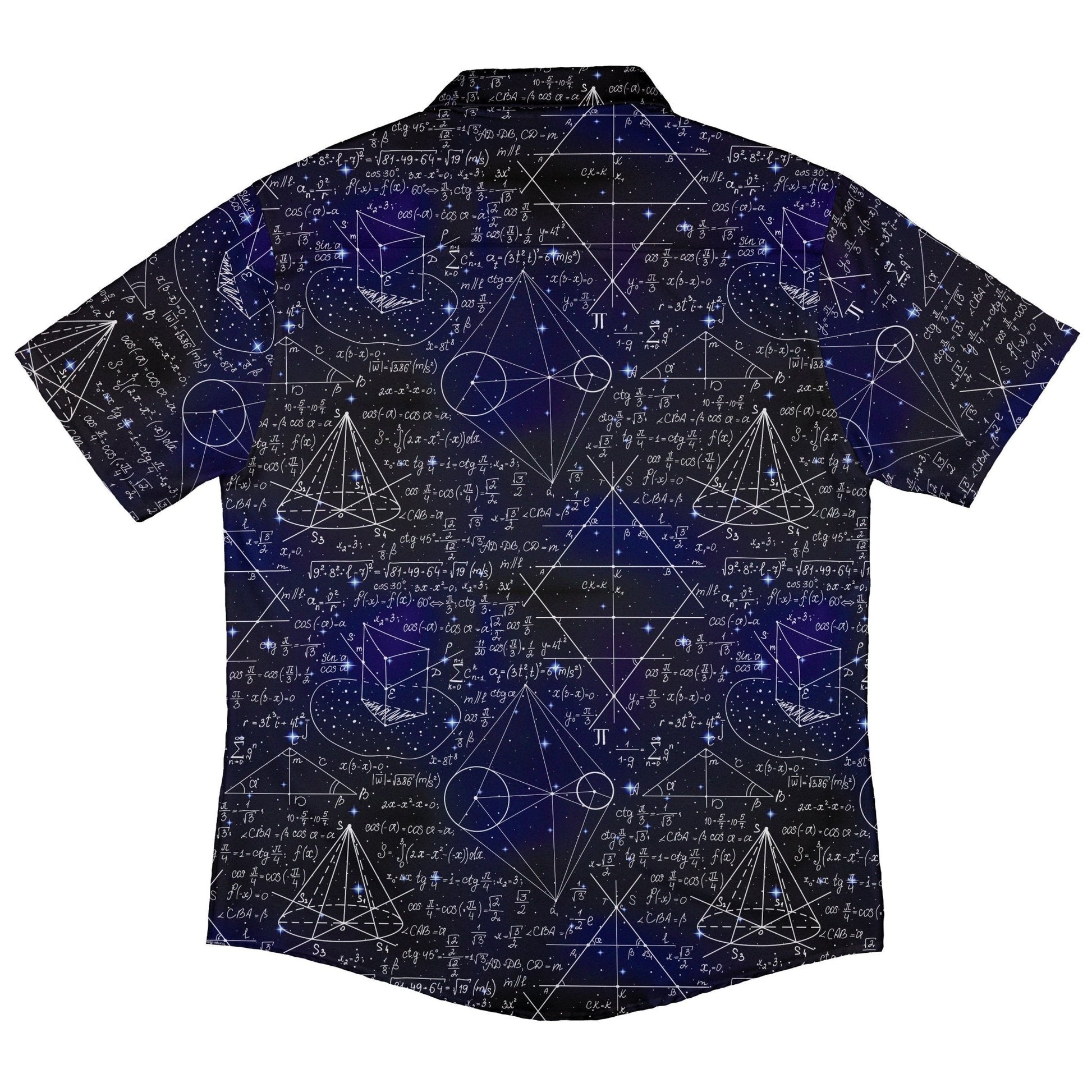 Ready-to-Ship Math And Physics Space Button Up Shirt - adult sizing - mathematics print - Maximalist Patterns