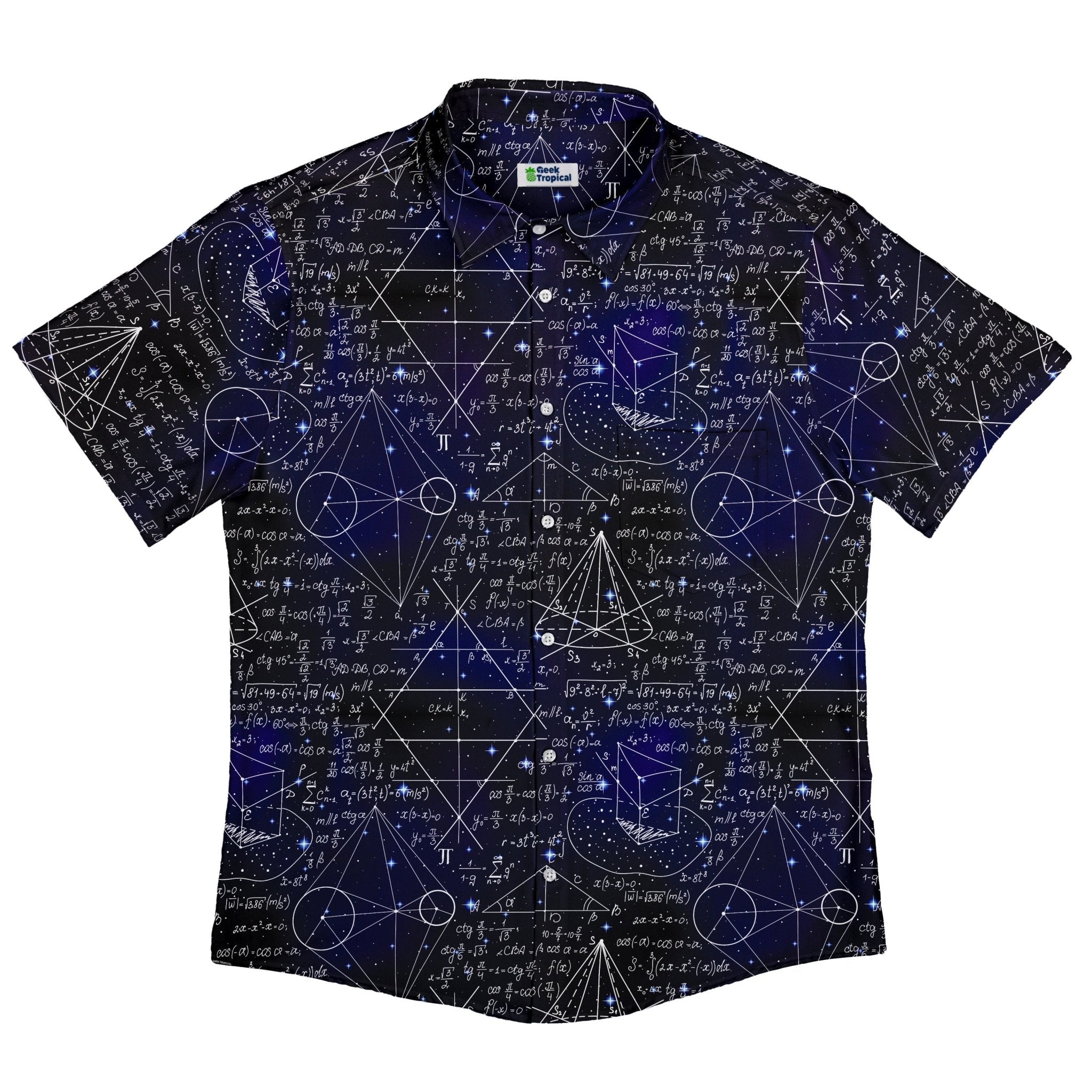 Math And Physics Space Button Up Shirt - adult sizing - mathematics print - Maximalist Patterns
