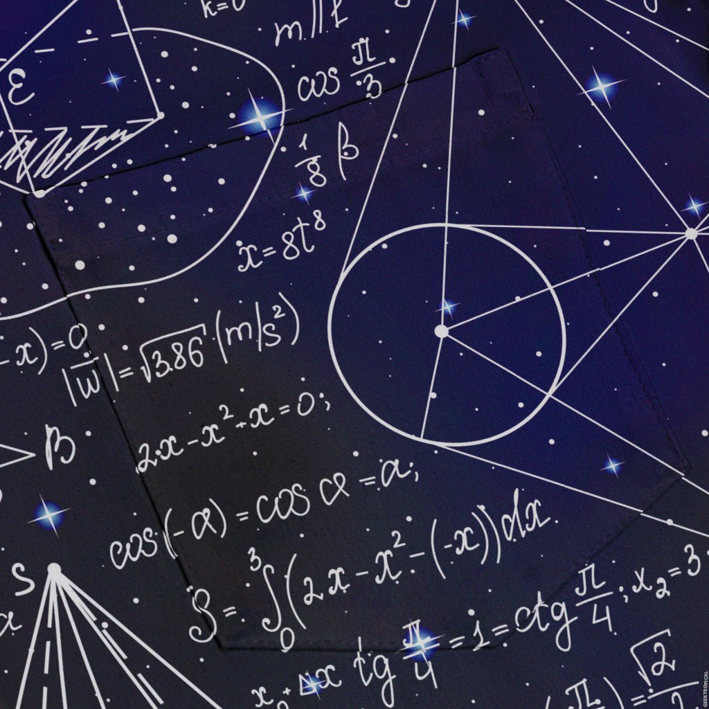 Ready-to-Ship Math And Physics Space Button Up Shirt - adult sizing - mathematics print - Maximalist Patterns