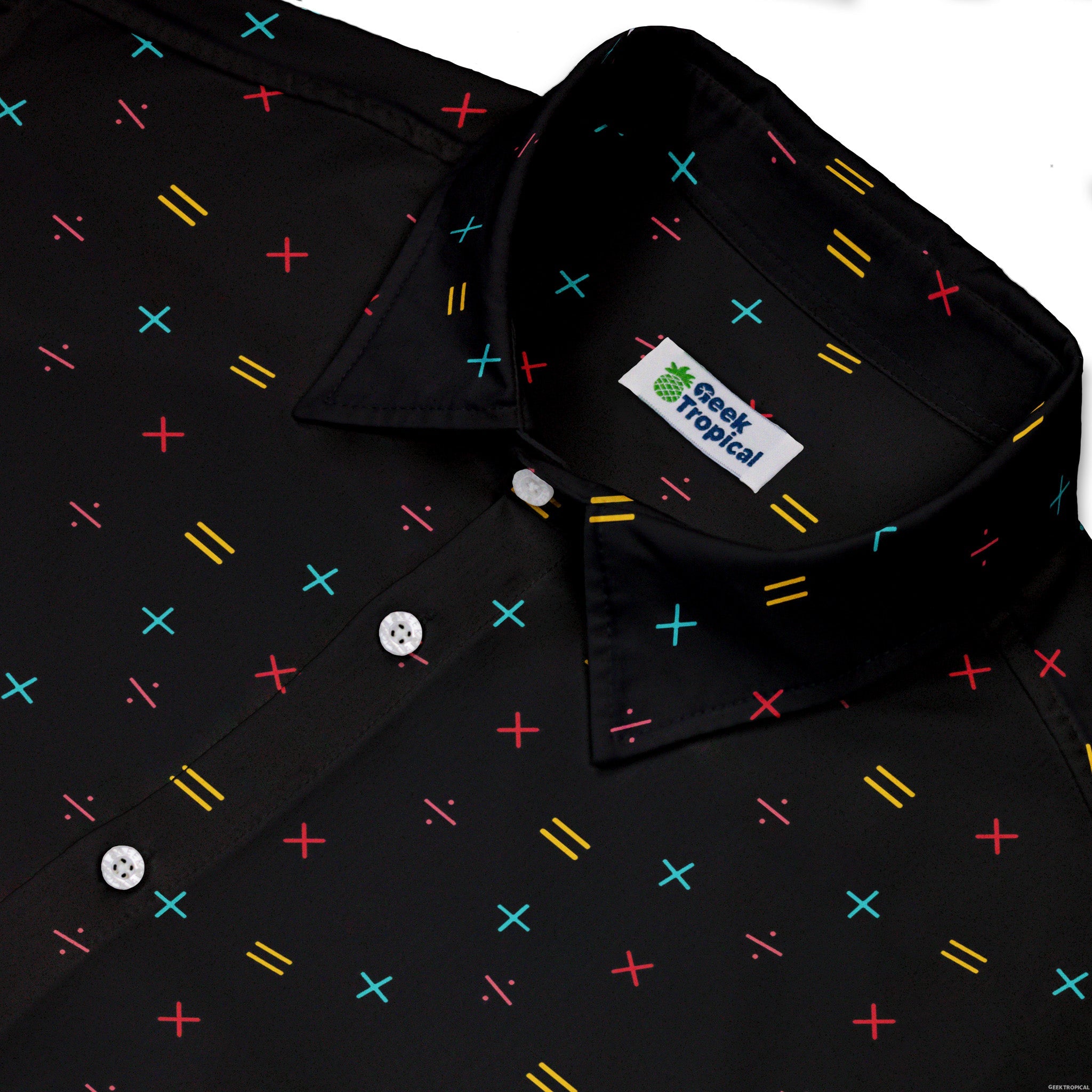 Math Symbols Black Button Up Shirt - adult sizing - mathematics print - Simple Patterns
