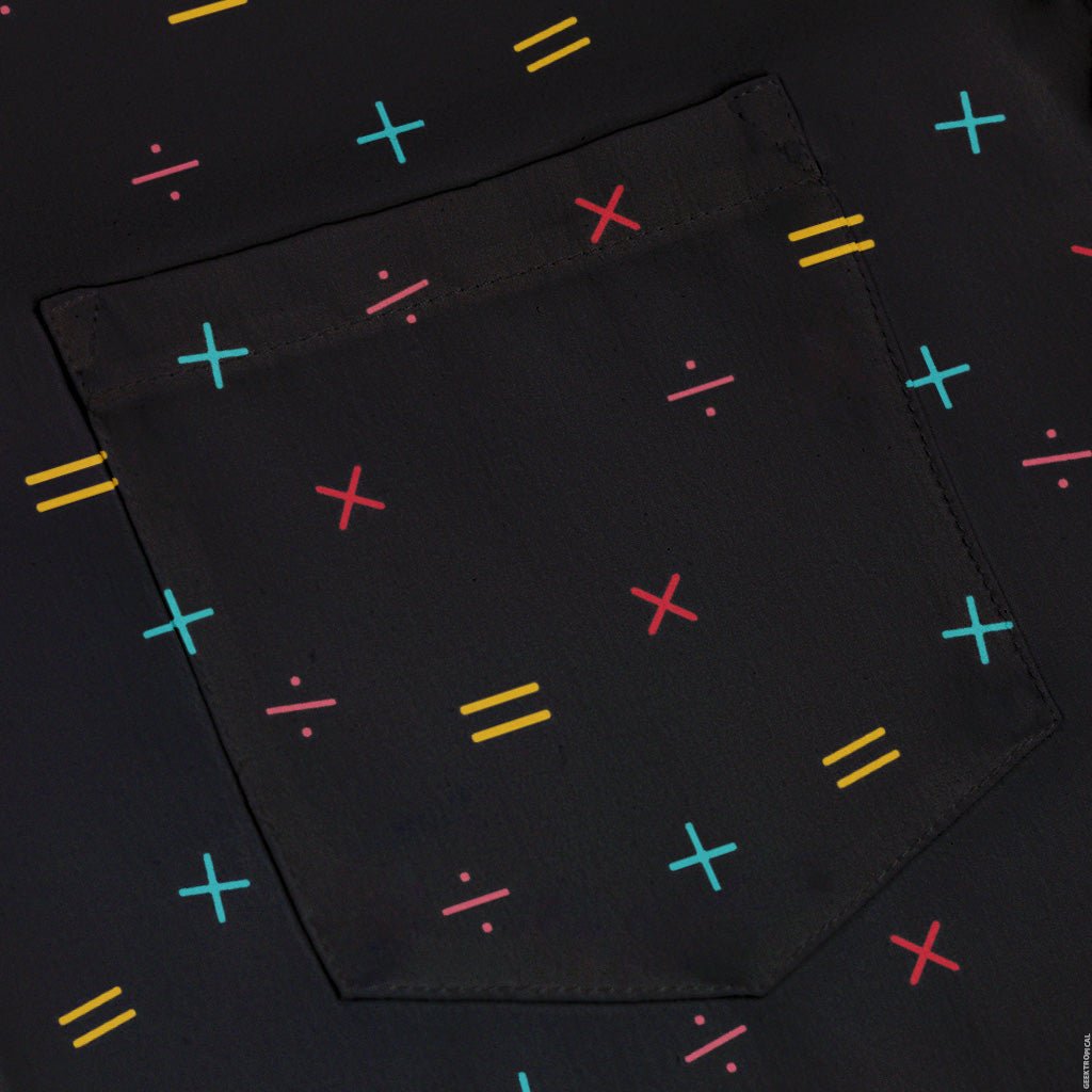 Math Symbols Black Button Up Shirt - adult sizing - mathematics print - Simple Patterns