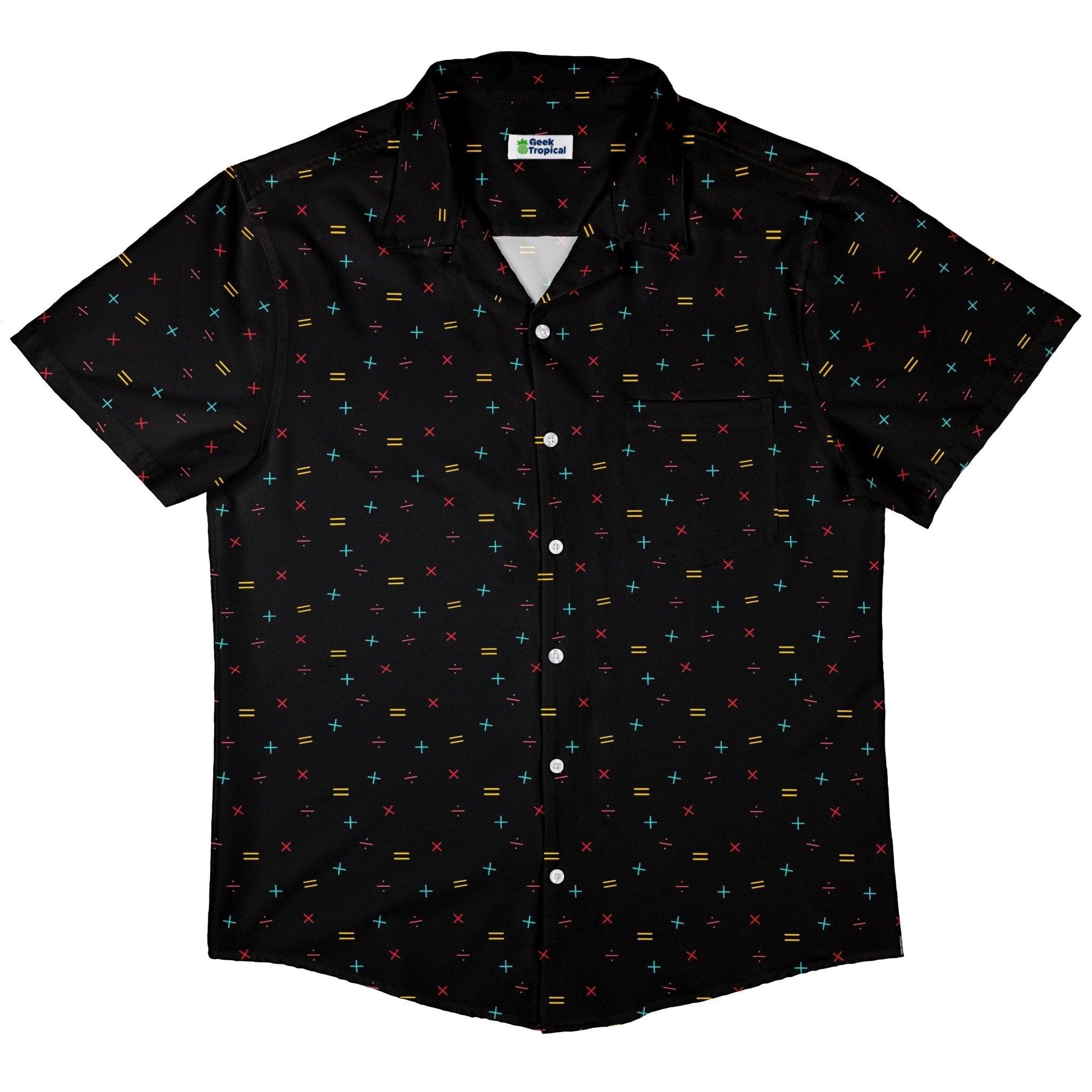 Math Symbols Black Button Up Shirt - adult sizing - mathematics print - Simple Patterns