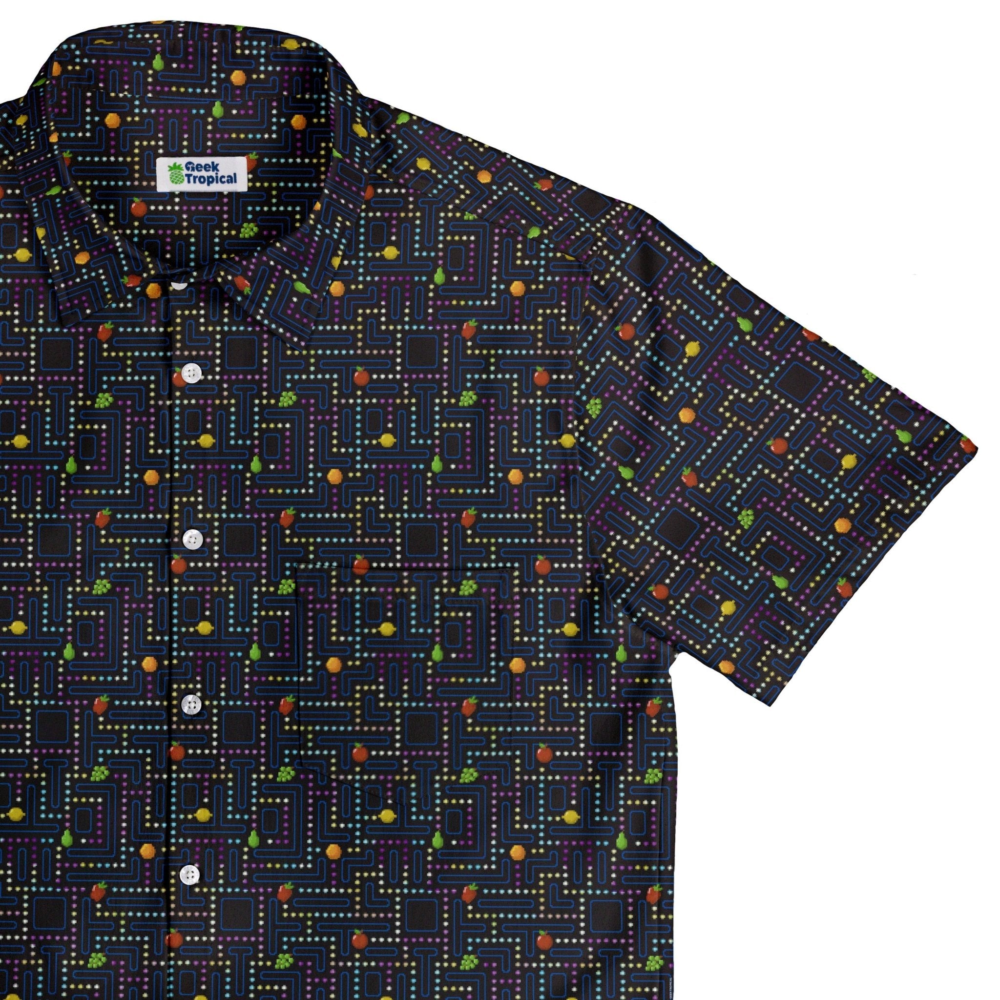 Maze Muncher Arcade Game Button Up Shirt - adult sizing - Designs by Nathan - Q3