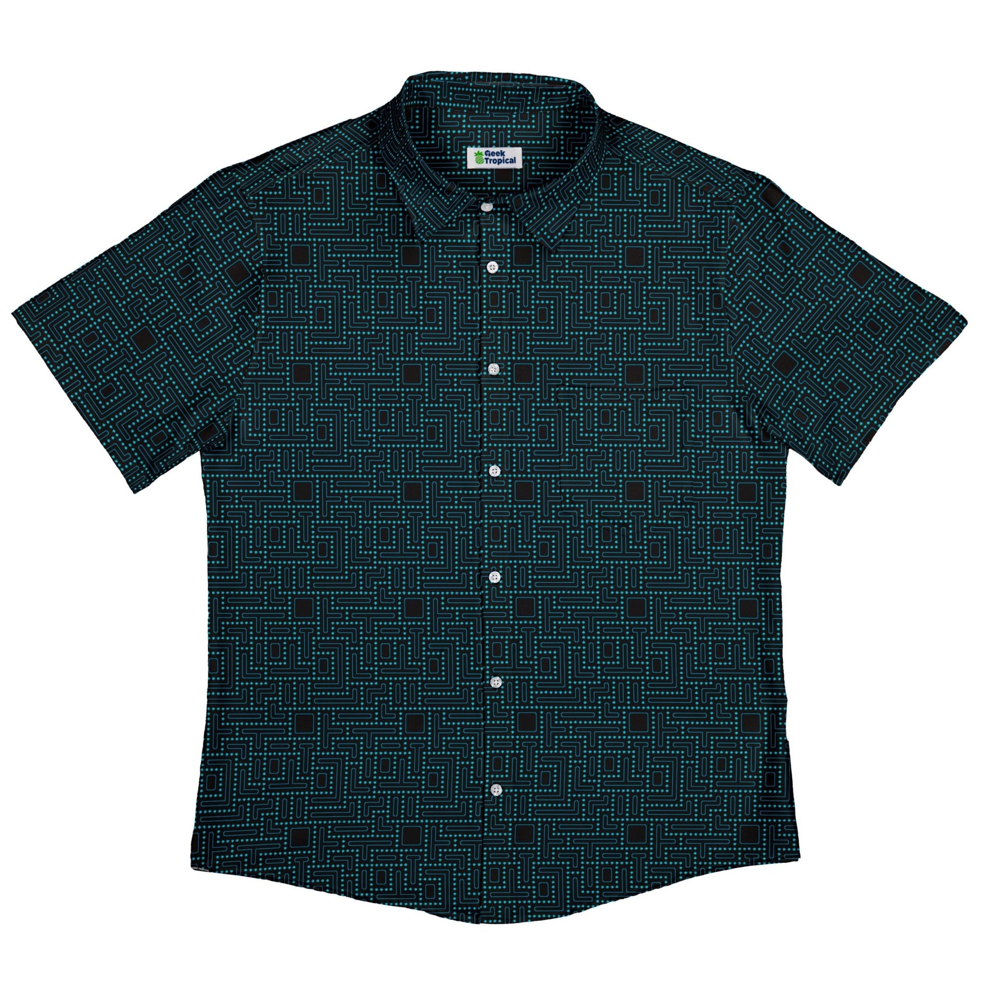 Maze Runner Neon Arcade Game Button Up Shirt - adult sizing - Designs by Nathan - Q3
