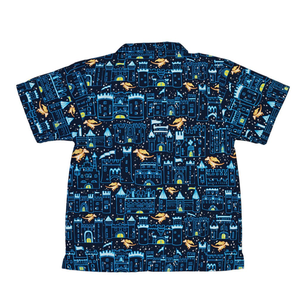 Medieval City Dragon Youth Hawaiian Shirt Geek Nerd Design by Zirkus Design fantasy prints q225