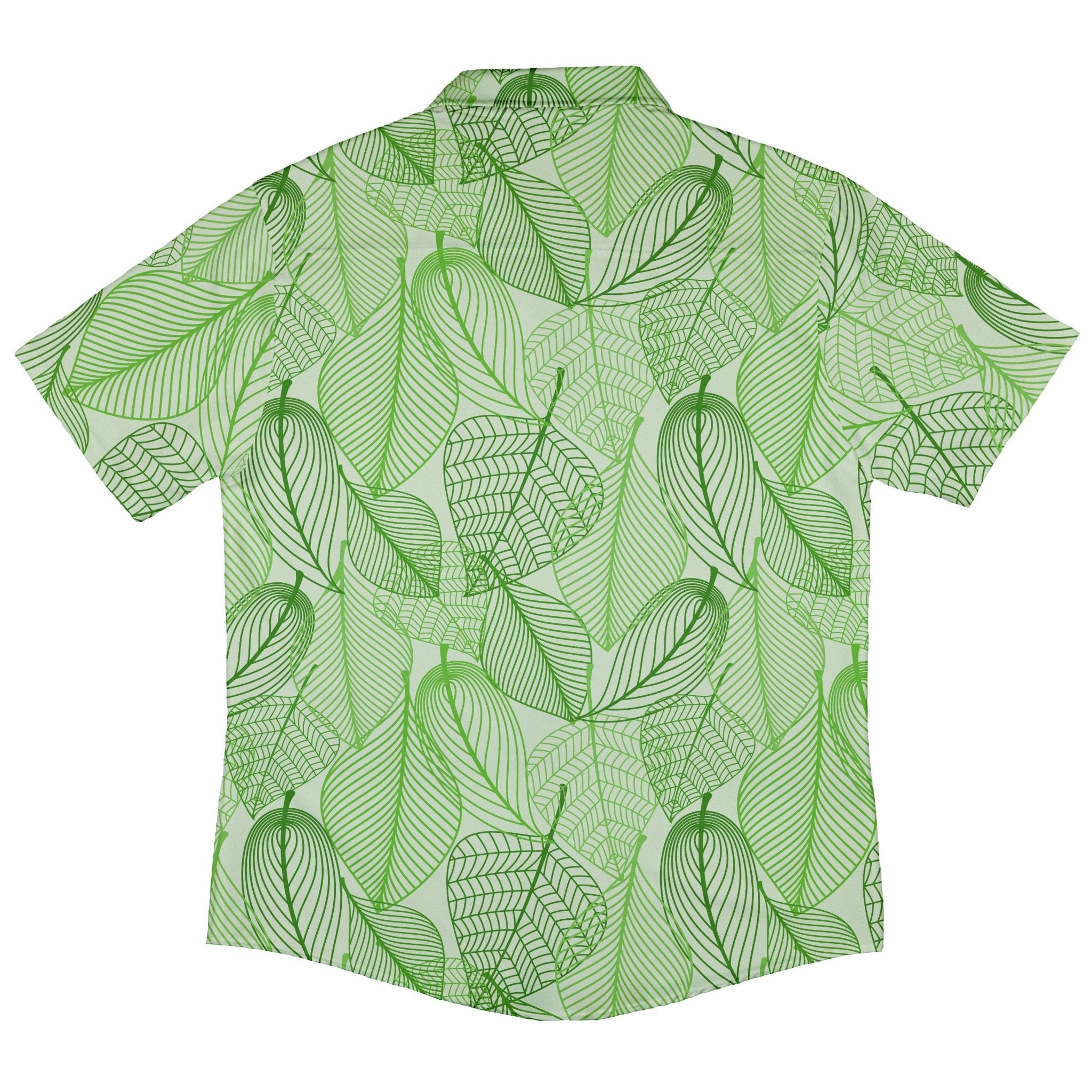 Micro Minimalist Leaves Button Up Shirt - adult sizing - Botany Print - Simple Patterns