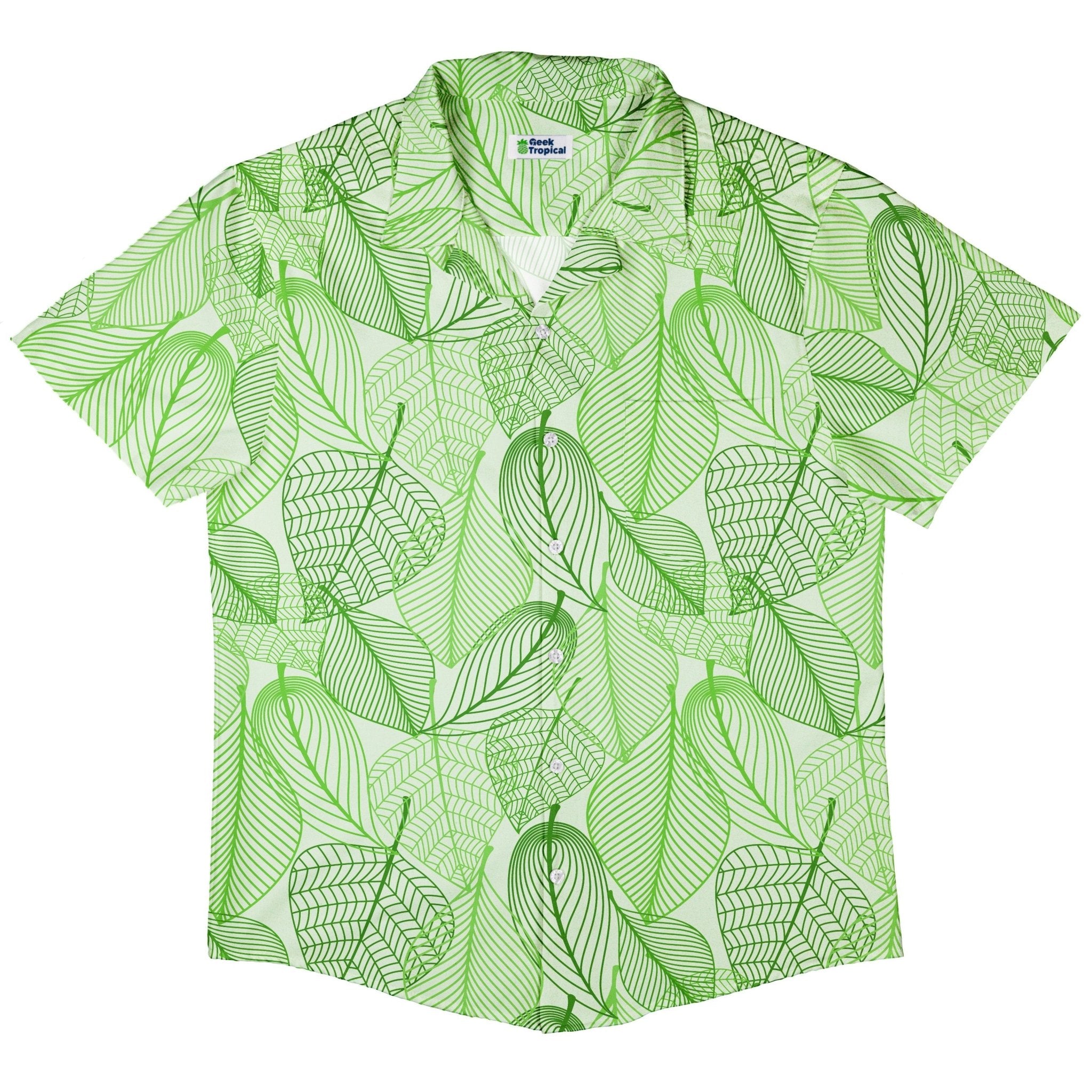 Micro Minimalist Leaves Button Up Shirt - adult sizing - Botany Print - Simple Patterns