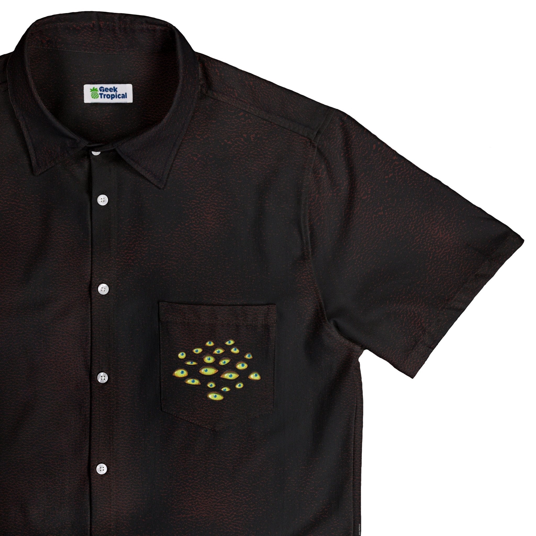 Mimic Eyes Custom Pocket Dnd Button Up Shirt - adult sizing - Designs by Nathan - dnd & rpg print