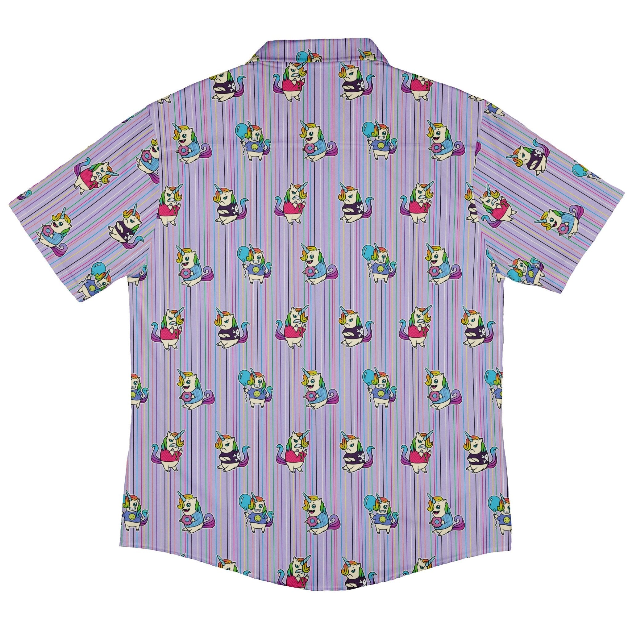 Moodicorn Rainbow Stripes Button Up Shirt - adult sizing - Design By Brigid Ashwood - Fantasy Prints