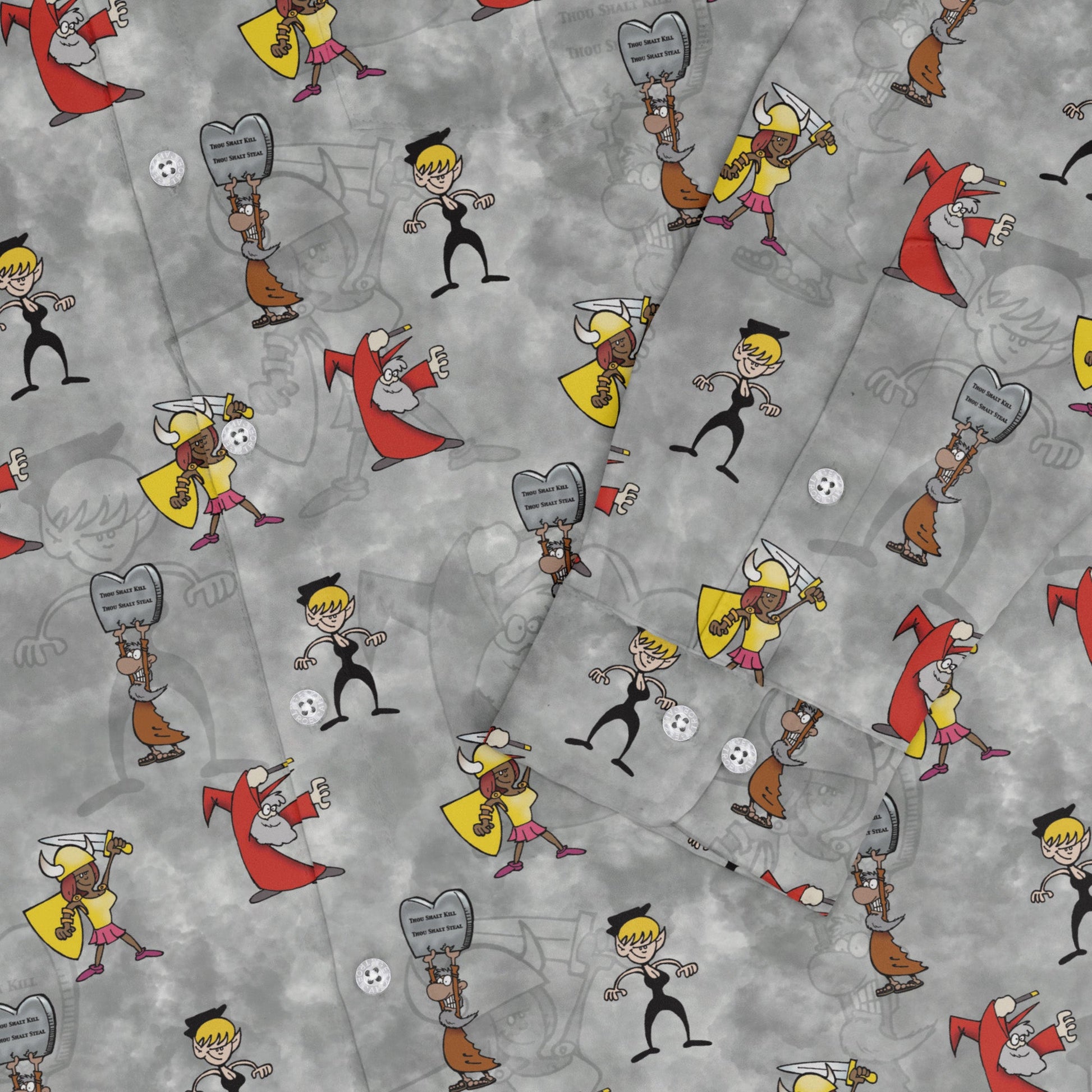 Munchkin Classes Long Sleeve Button Up Shirt Geek Nerd board game print Designs by Nathan FLOW DESC WRITING