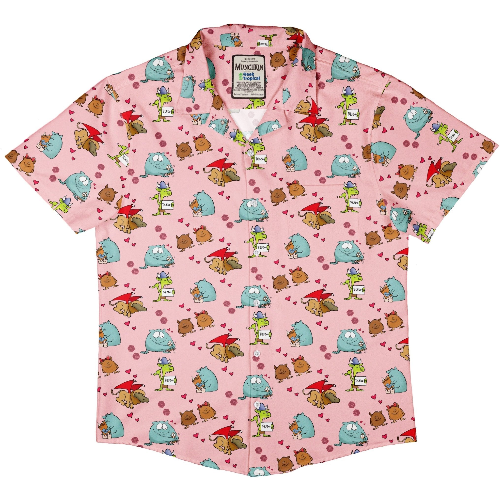 Munchkin Cuties Button Up Shirt - board game print - Design by Heather Davenport - Munchkin print