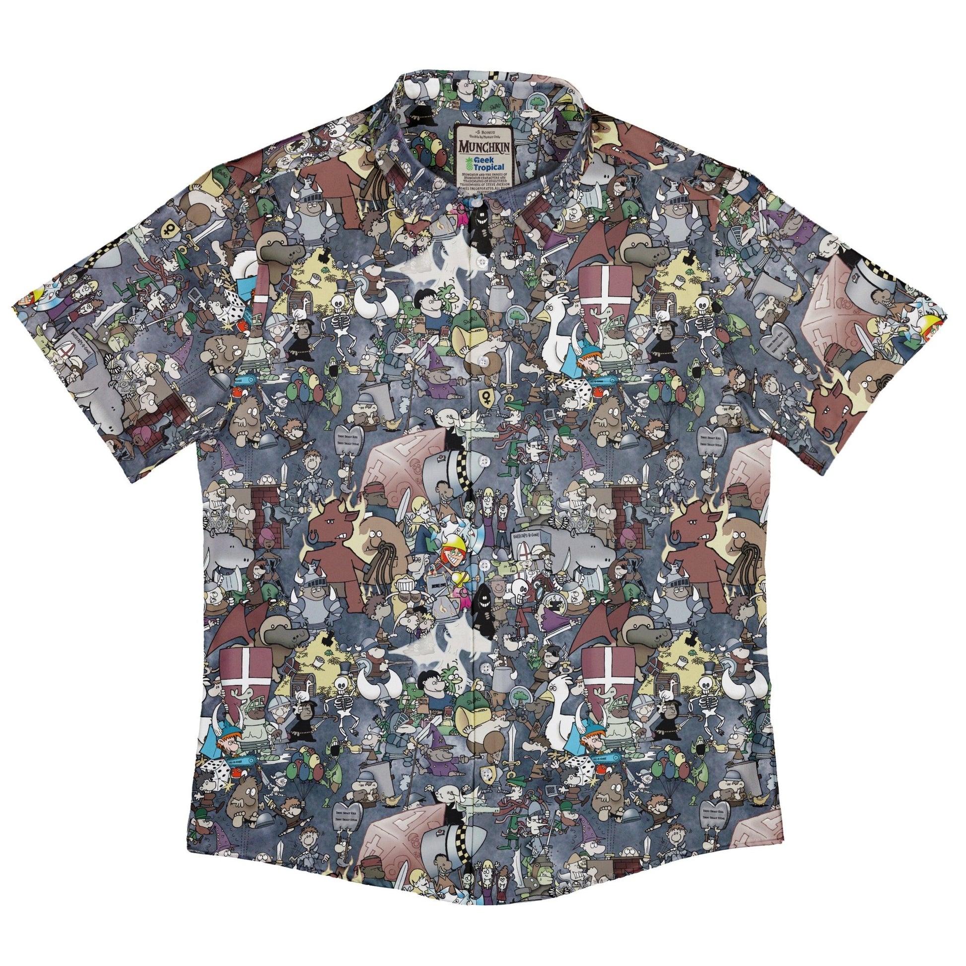 Munchkin Mashup Mania Button Up Shirt - board game print - Designs by Nathan - Munchkin print