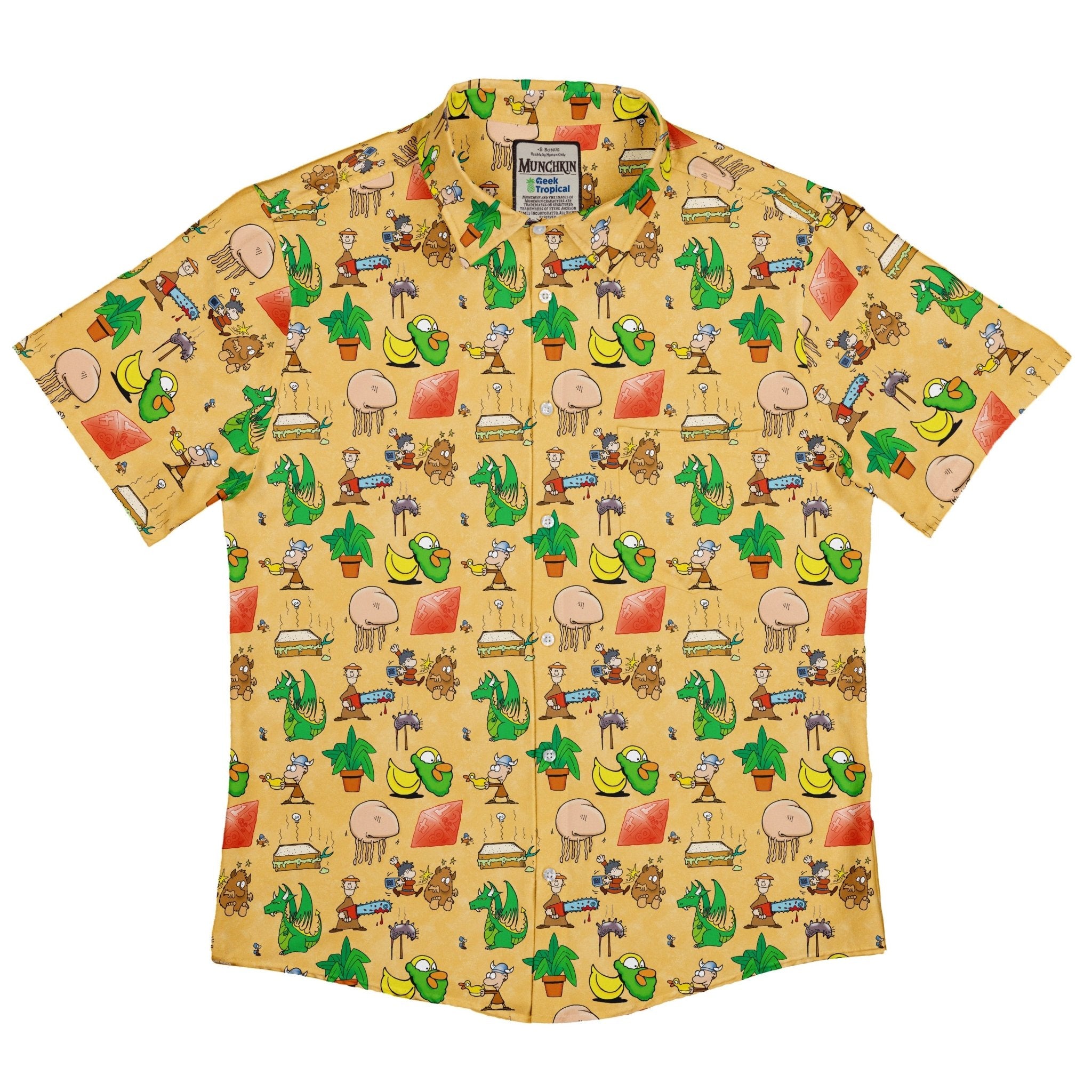 Munchkin Mayhem Button Up Shirt - board game print - Designs by Nathan - Munchkin print