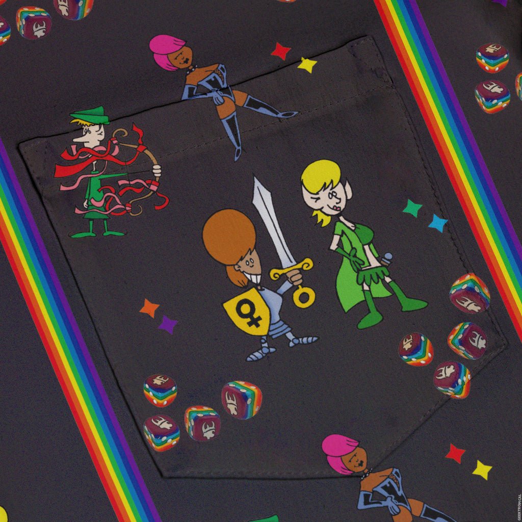 Munchkin Pride Button Up Shirt - board game print - Design by Heather Davenport - Munchkin print