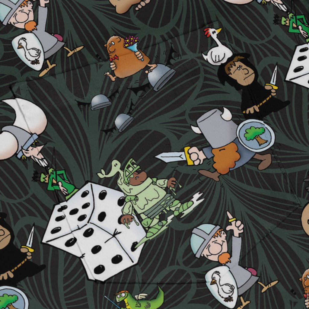 Munchkin Quirky Treasures Long Sleeve Button Up Shirt Geek Nerd board game print Design by Dunking Toast FLOW DESC WRITING