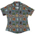 Murder Mystery Board Game Curvy Button Up Shirt Geek Nerd board game print Designs by Nathan women