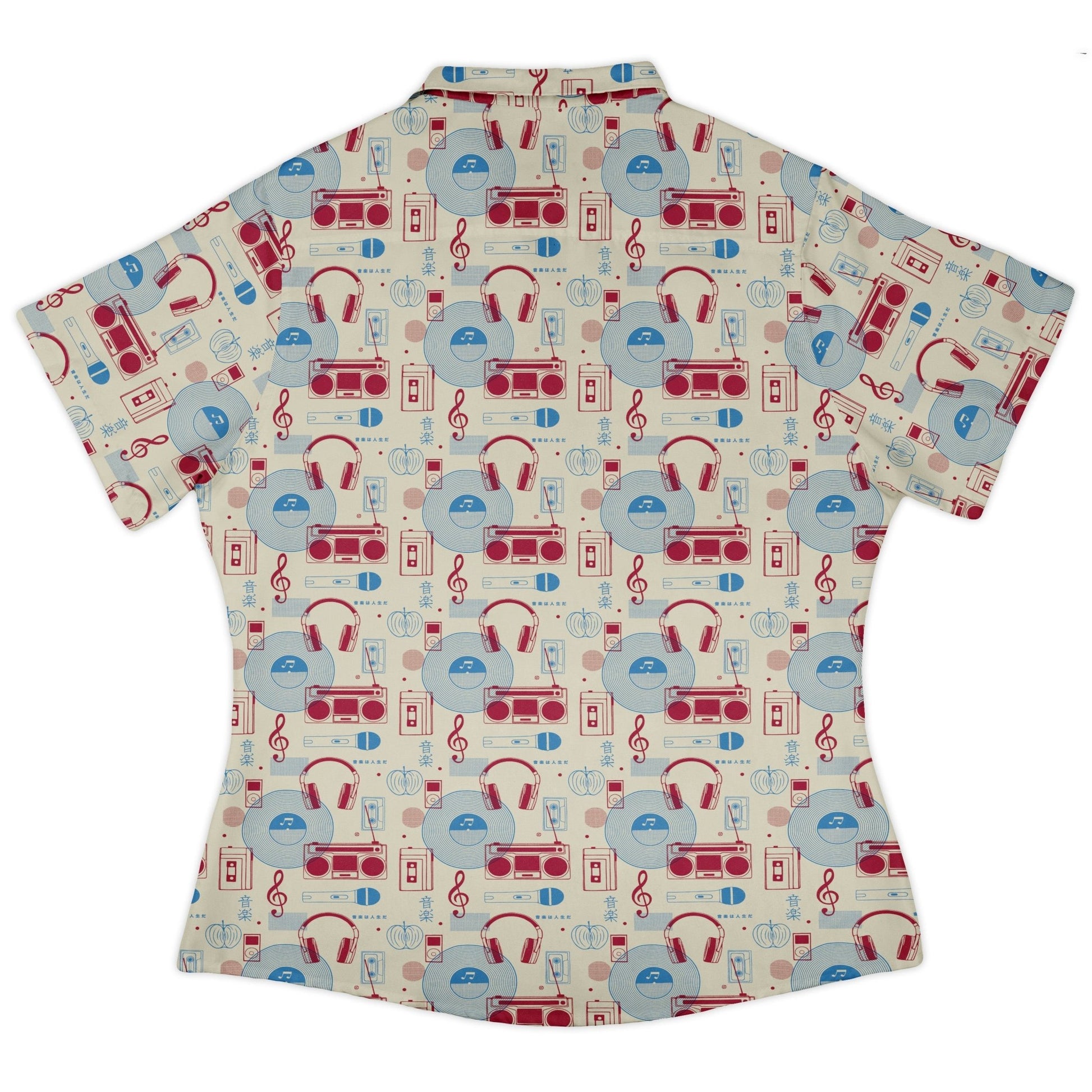 Music Paraphernalia Curvy Button Up Shirt Geek Nerd 0925 All Adult Button Up Shirts Design by Tobe Fonseca