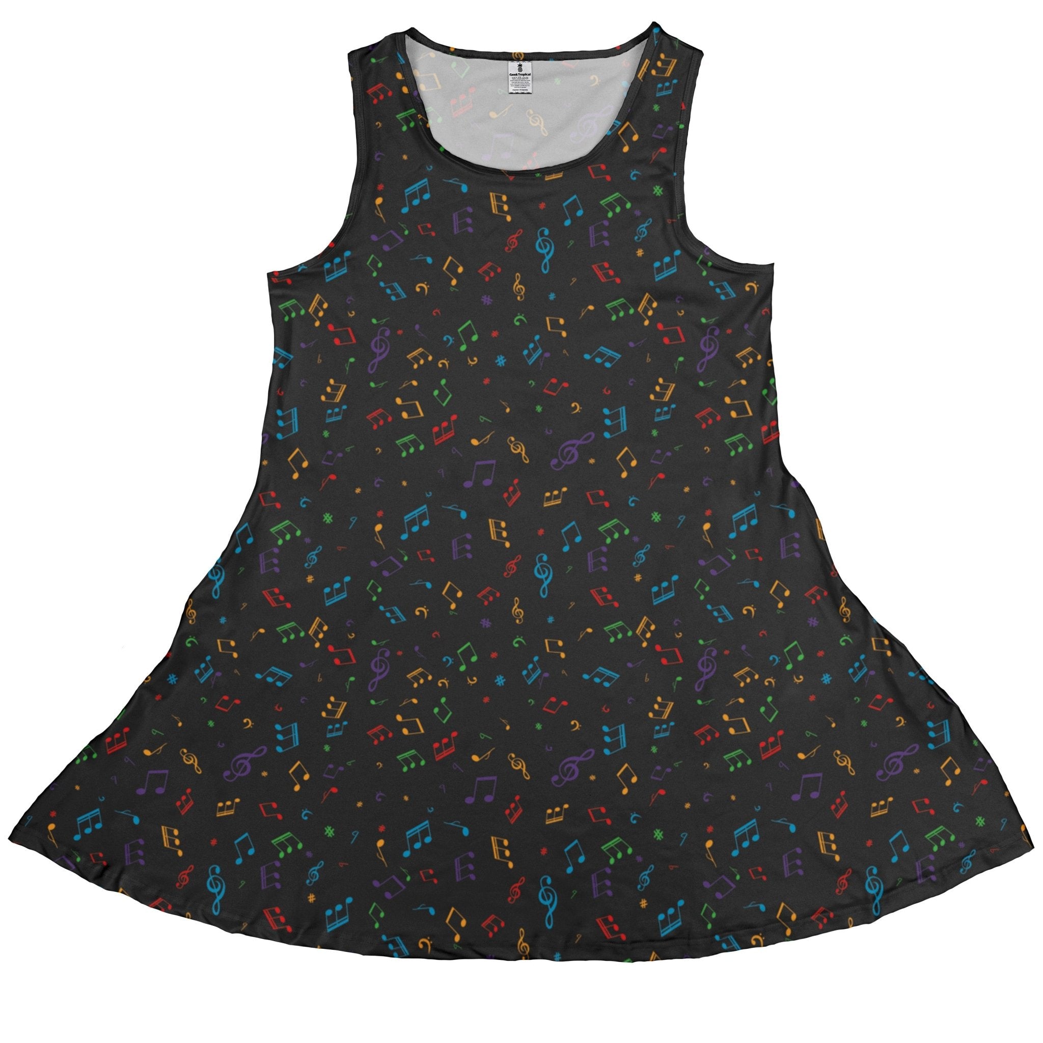 Musical Rainbow Notes Black Dress | Geek Tropical Musical Rainbow Notes Black Dress | Geek Tropical