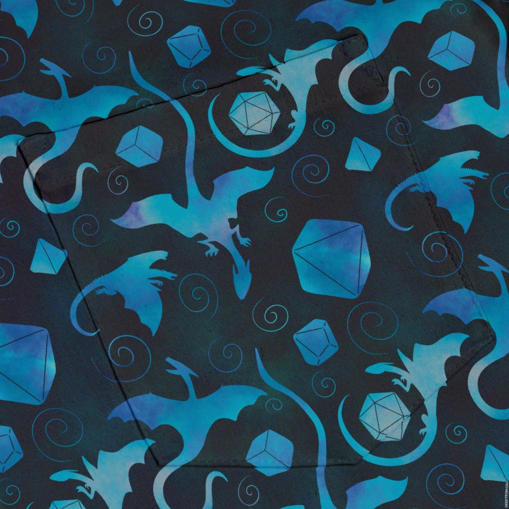 Dnd Mystic Blue Dragons Button Up Shirt - adult sizing - Designs by Nathan - dnd & rpg print